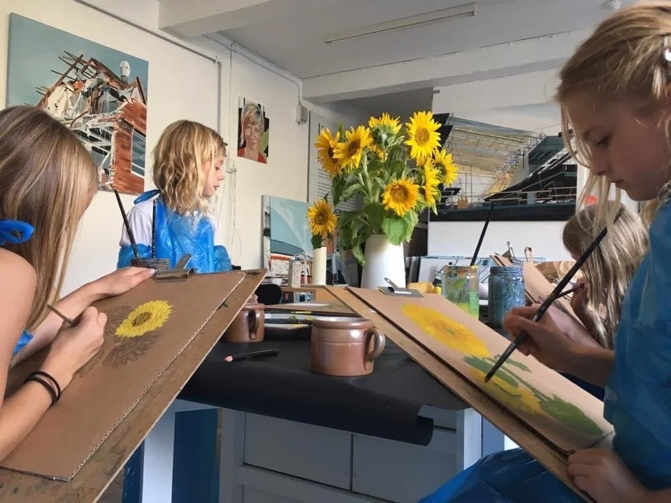 Billedskole, stilleben med solsikker