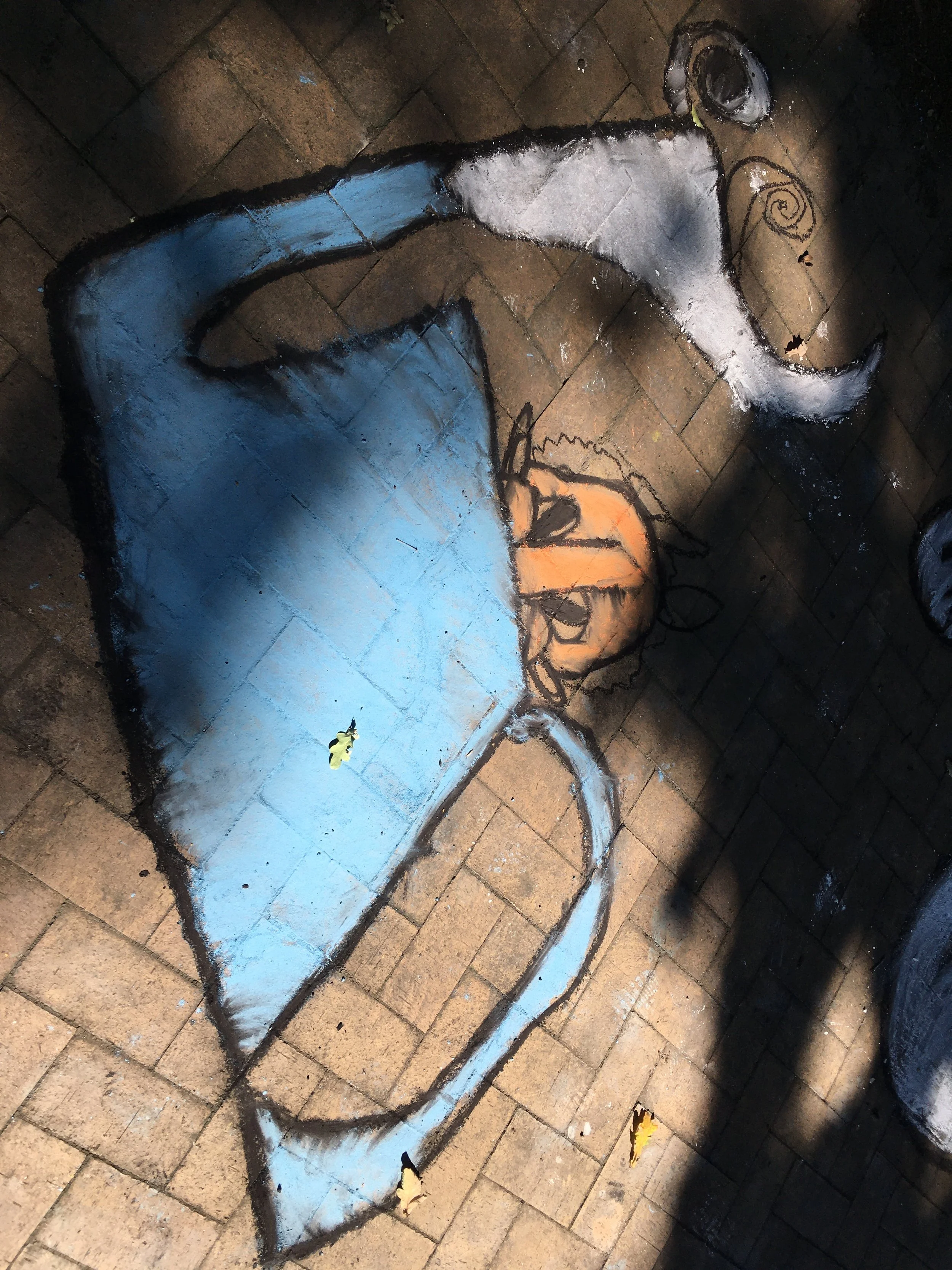 Sommercamp, Rødovregård, 2021, Heerup-inspireret fællesværk med kridt. 