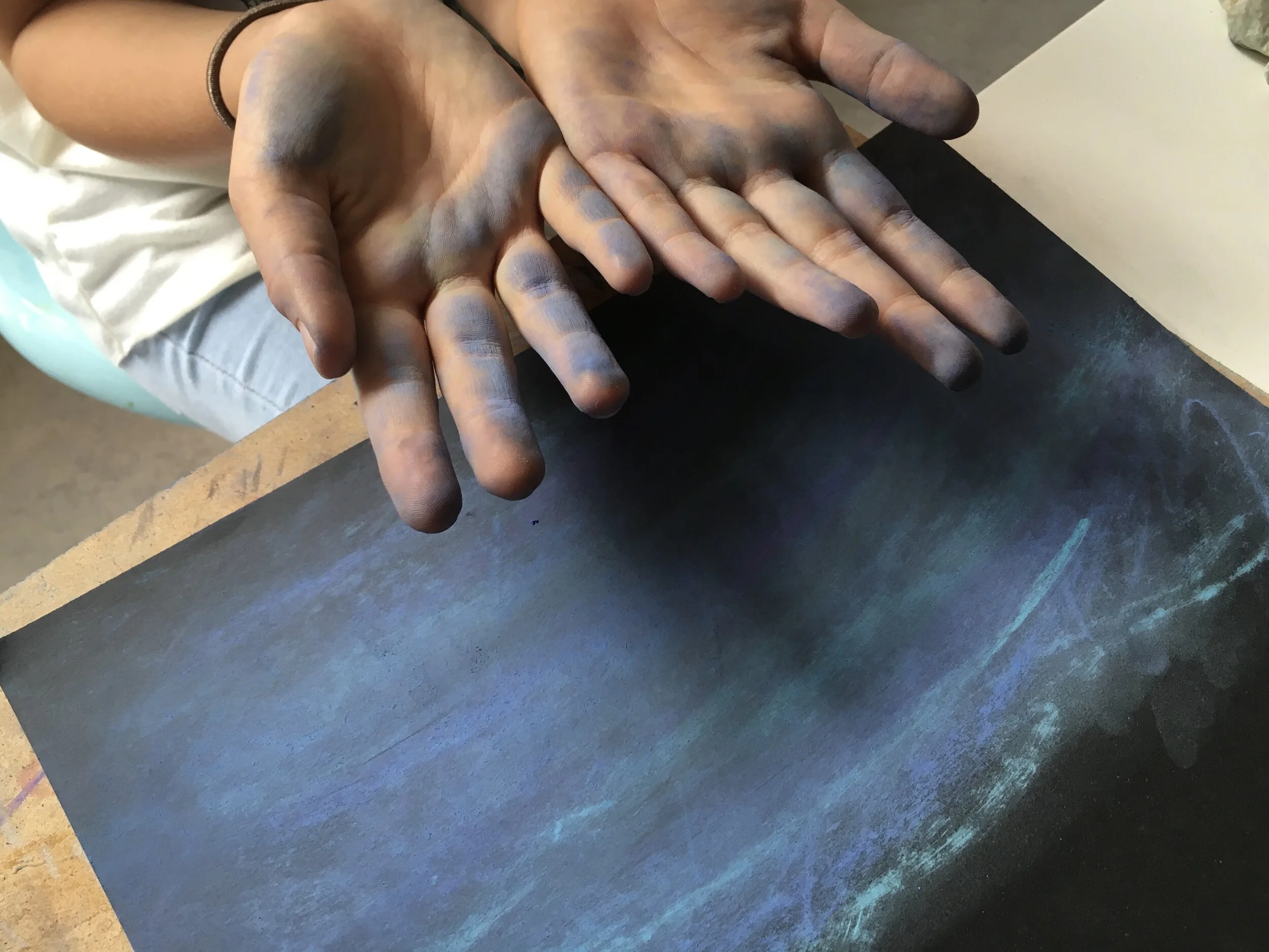 Billedskole, landskaber med pastelkridt