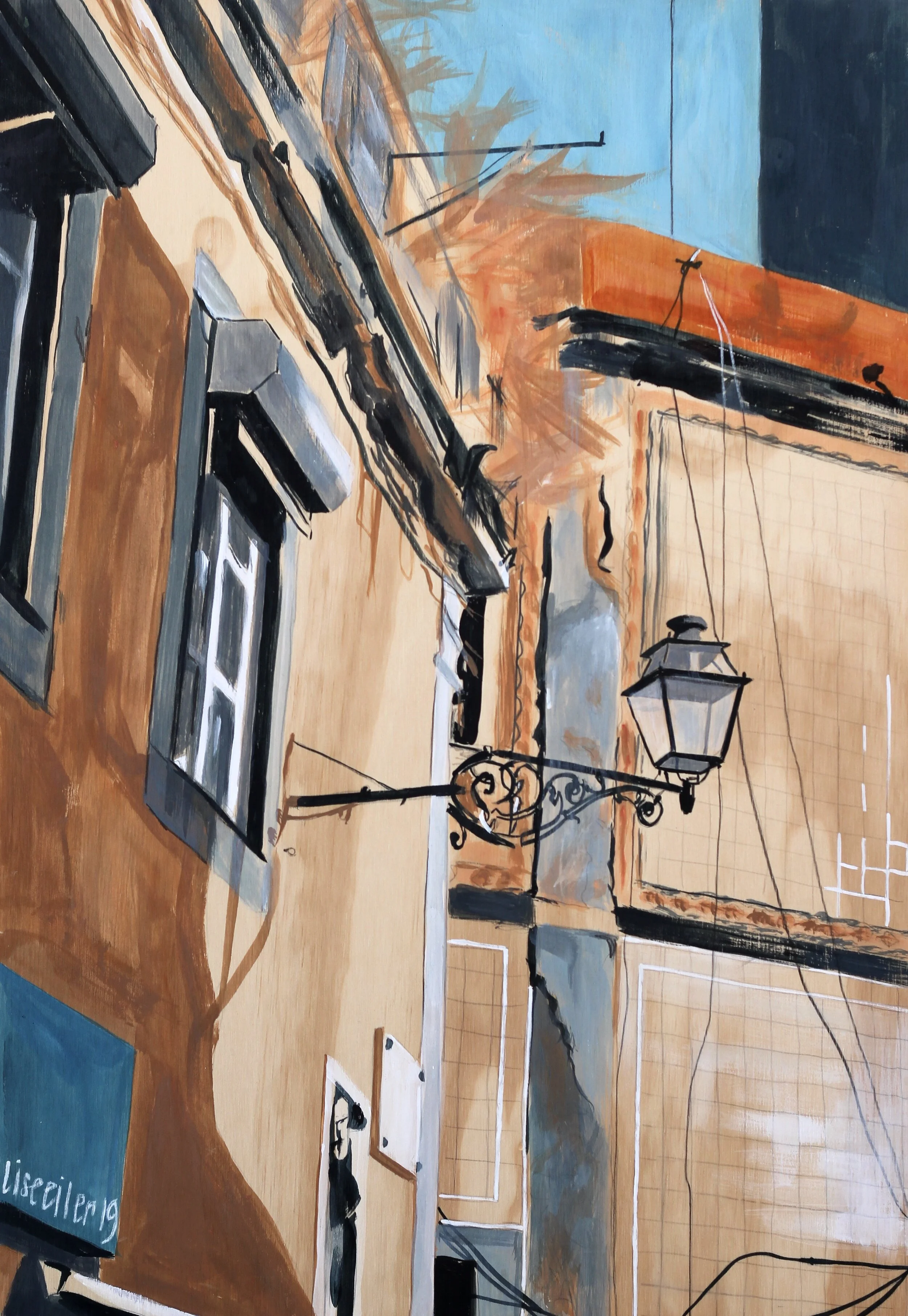 Forfald, Lissabon,
akryl på træ,
69 x 47,5 cm