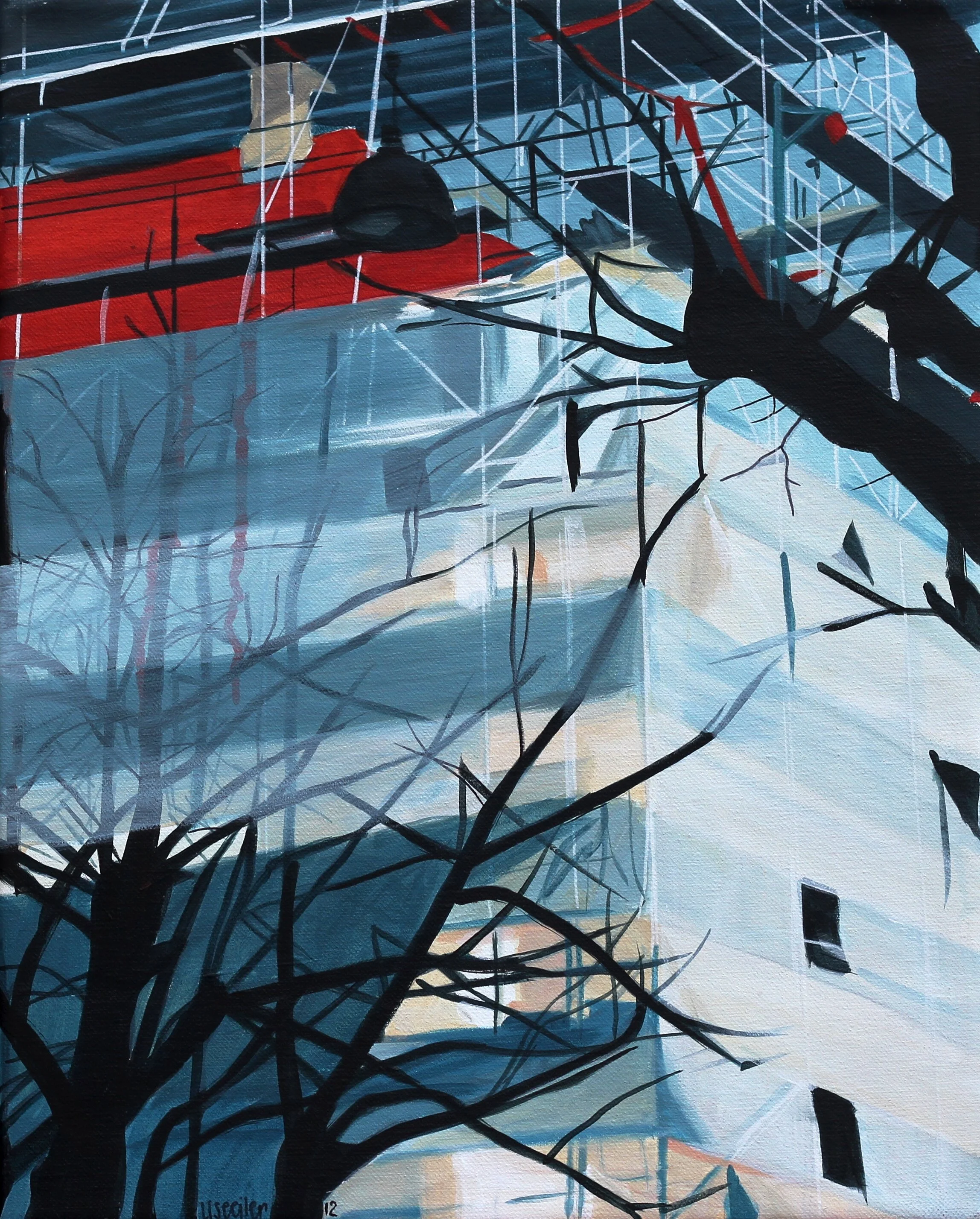 Borups Allé poppel, 2012,
akryl på lærred,
50 x 40 cm