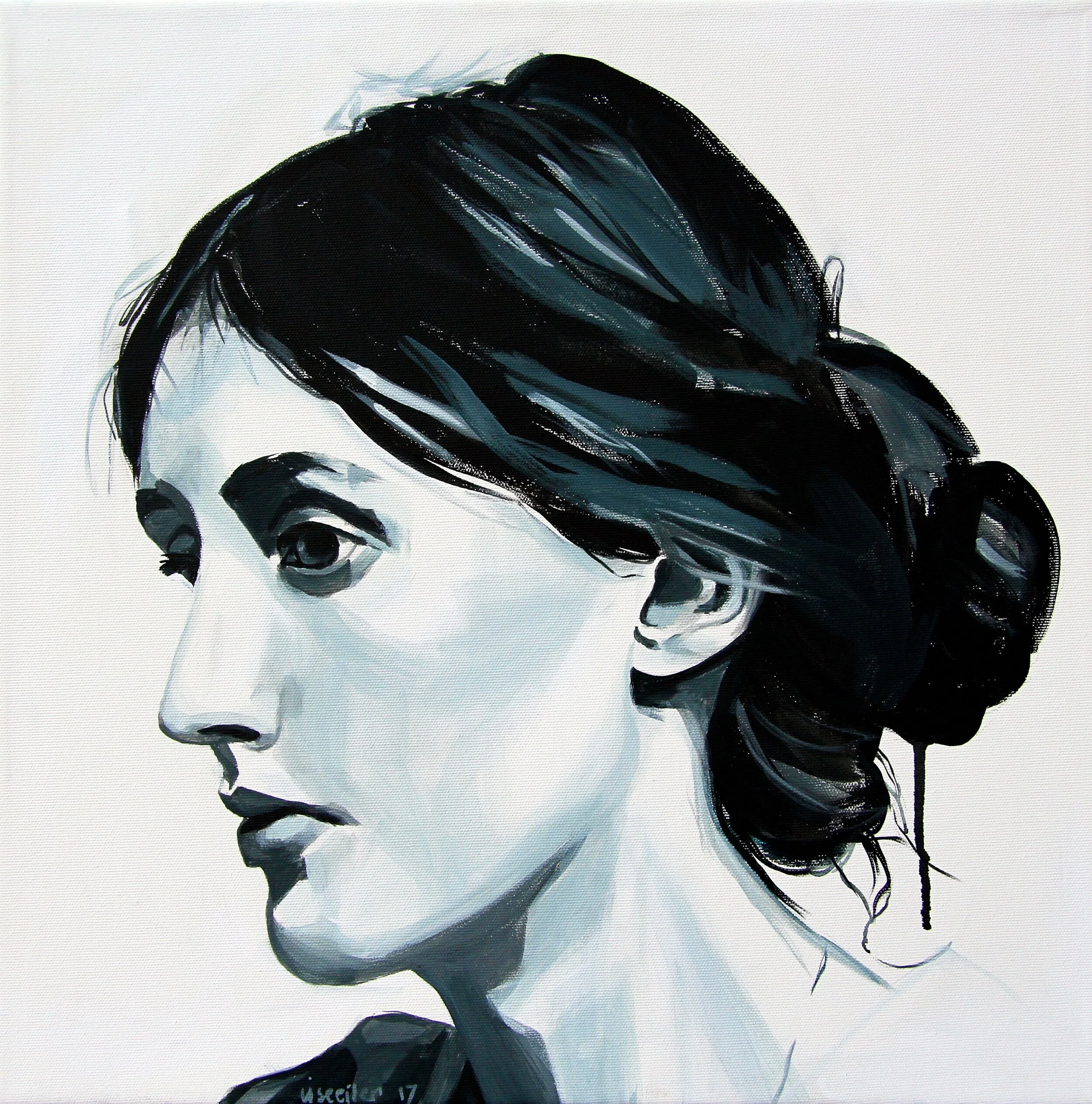 Virginia Woolf, 2017,
akryl på lærred,
50 x 50 cm