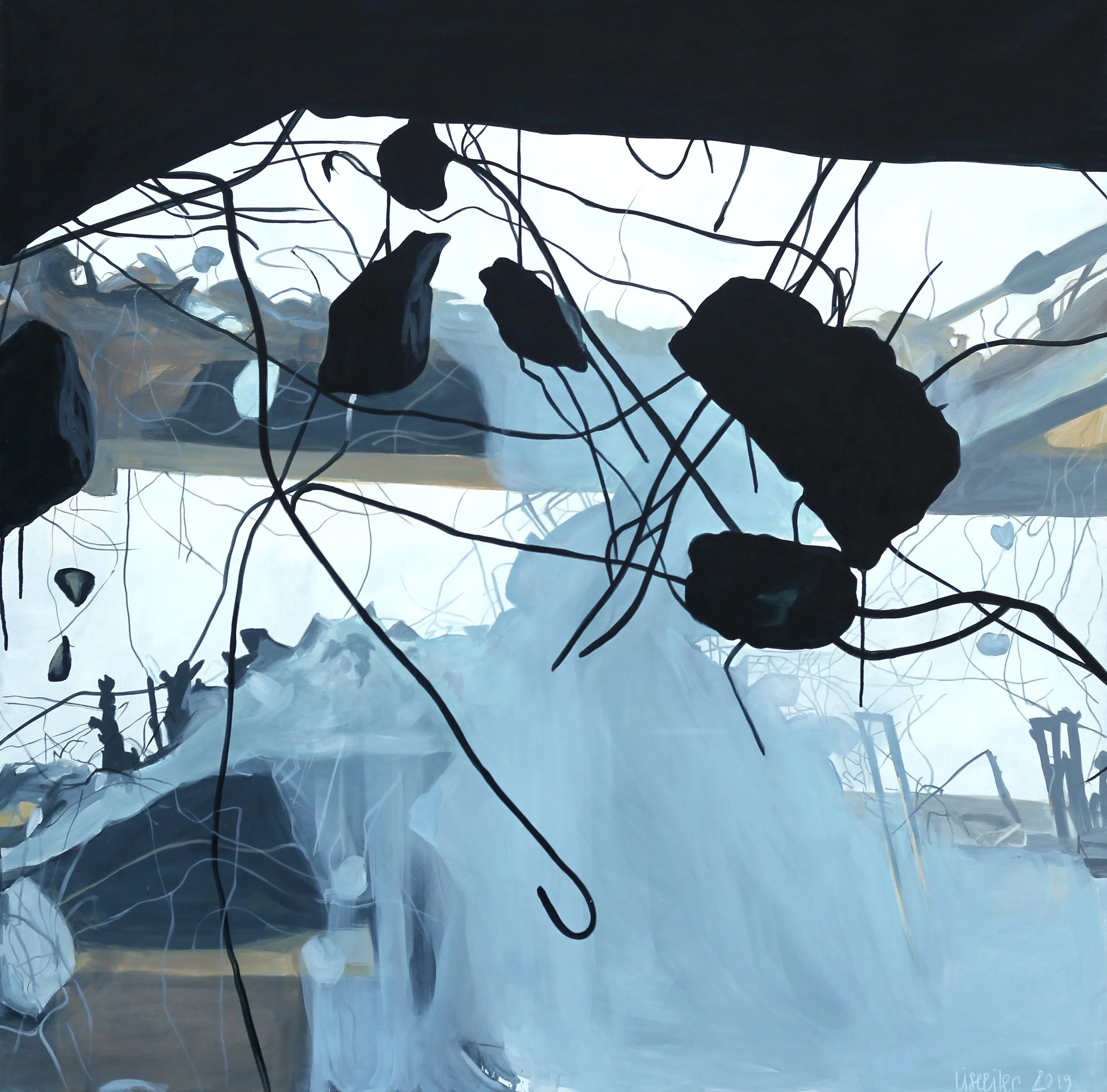 KB Hallen, støvsky, 2019,
akryl på lærred,
120 x 120 cm