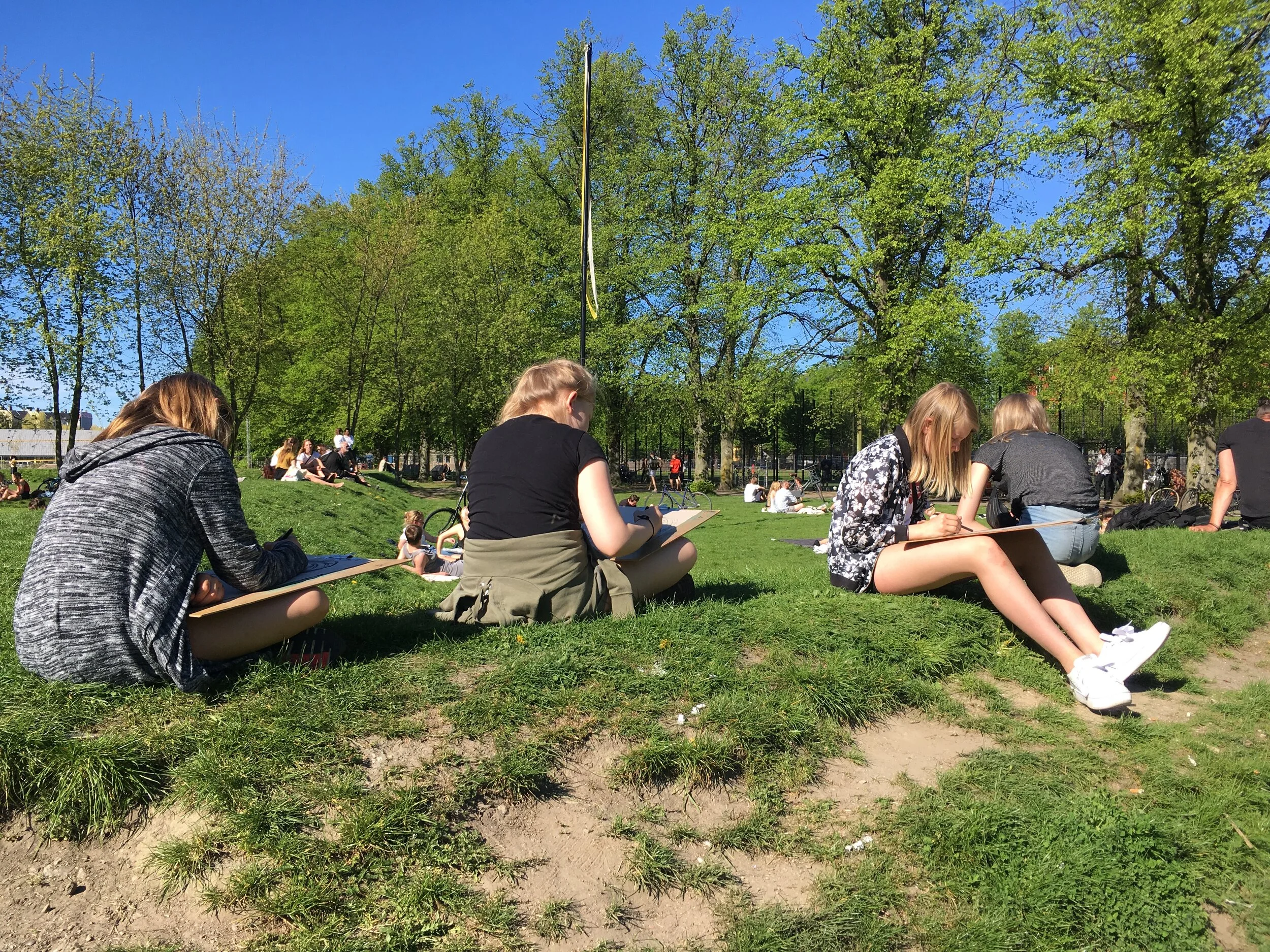 Billedskole, kultegning i Nørrebroparken