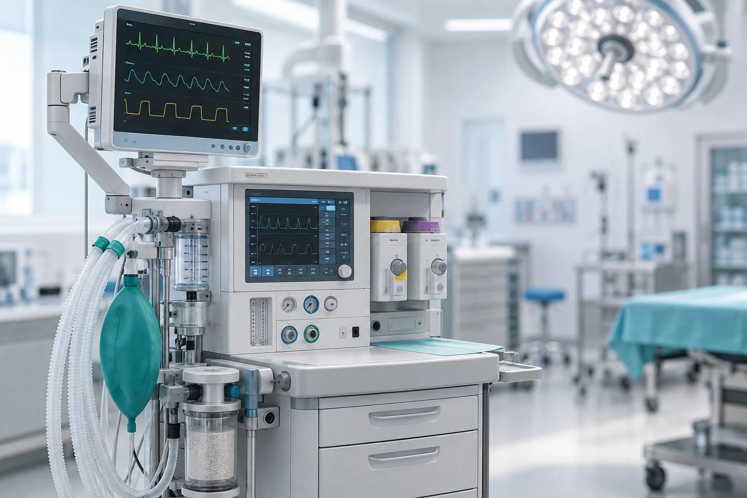 Anesthesietoestel met bewakingsmonitor in de operatiezaal