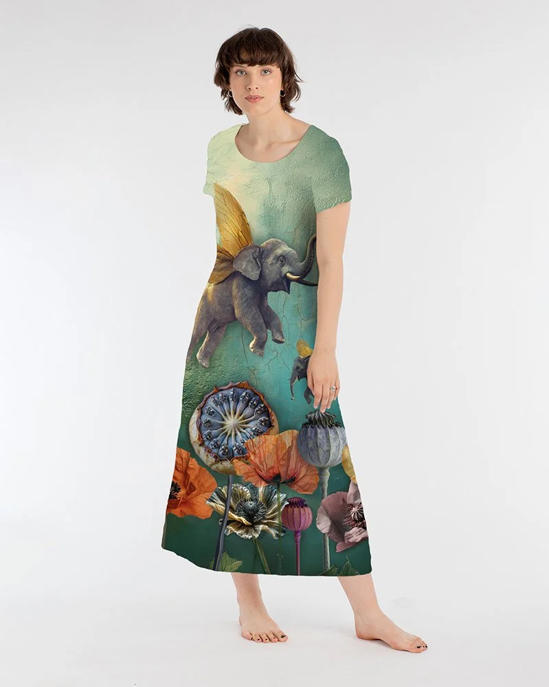 Maxi dress Flying elephants.jpg