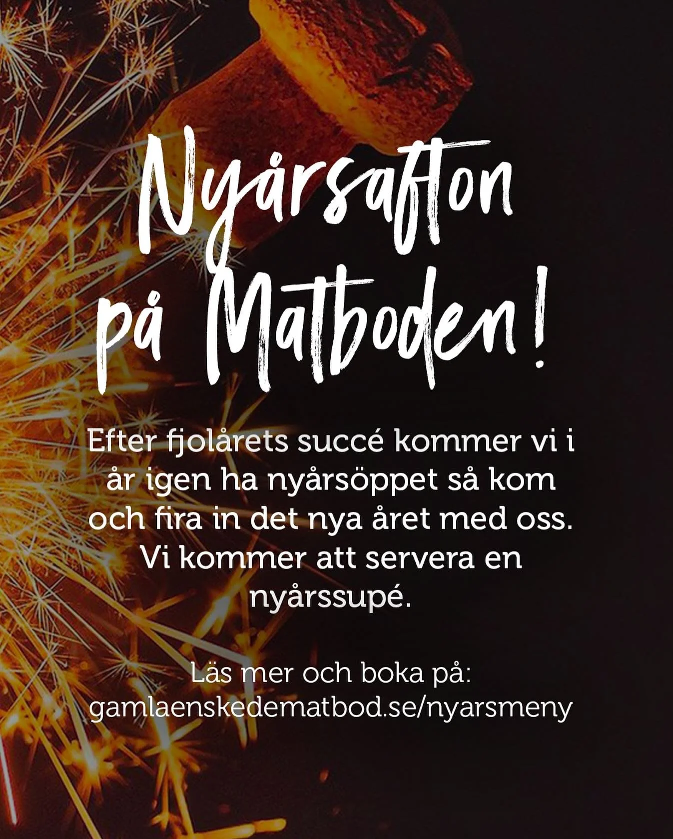 EFTER FJOL&Aring;RETS SUCC&Eacute; KOMMER VI I &Aring;R IGEN HA NY&Aring;RS&Ouml;PPET S&Aring; KOM OCH FIRA IN DET NYA &Aring;RET MED OSS. VI KOMMER ATT SERVERA EN NY&Aring;RSSUP&Eacute;.
 BOKA BORD
Meny

L&ouml;jromsstrut
Frasig tuille fylld med sme