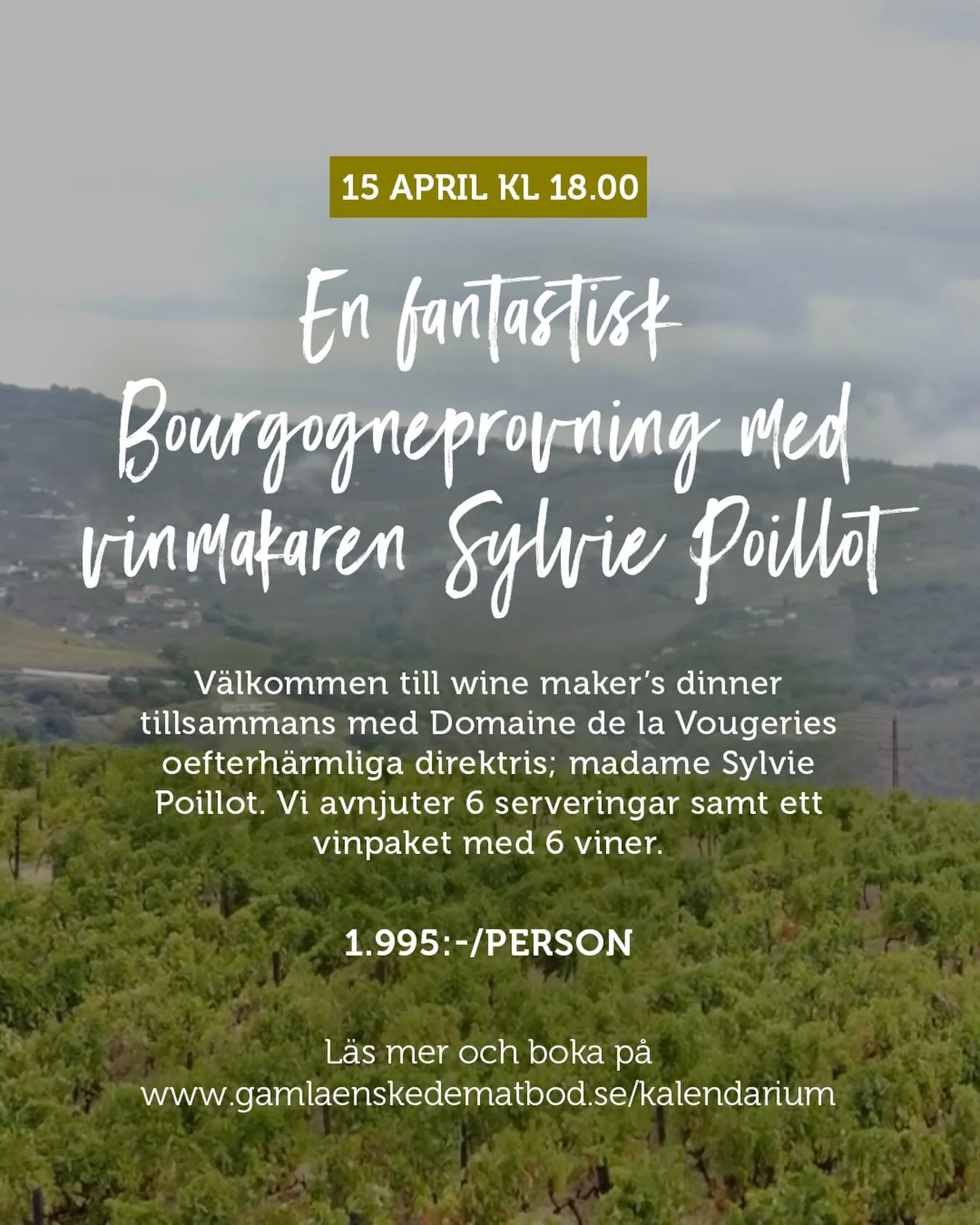 DOMAINE DE LA VOUGERAIES

Uppt&auml;ck varf&ouml;r svenska stj&auml;rnsommelierer &auml;lskar domaine de la vougeraies viner; till f&ouml;rstklassig mat. Vi sl&aring;r oss till bords och upplever tillsammans en bourgognemiddag som kommer att leva kva