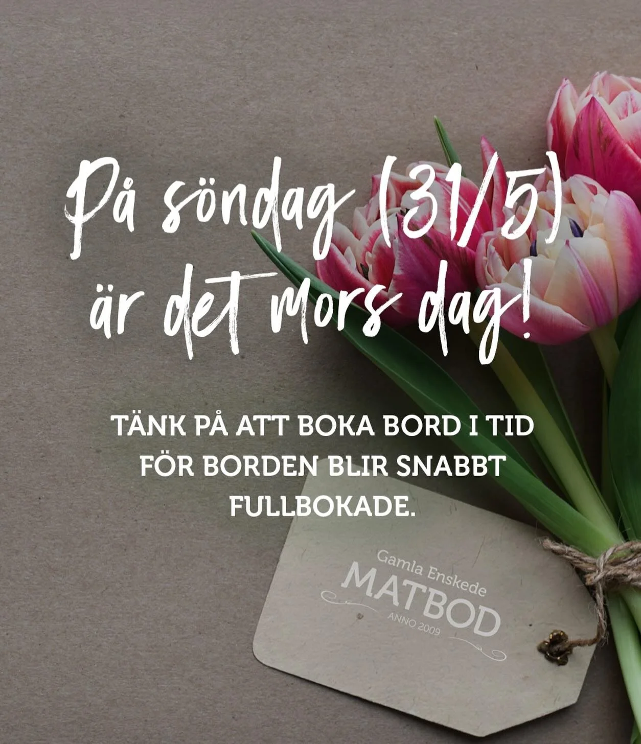 MORS DAG!❤️

31/5 firar vi alla fantastiska mammor! 

Dagen till &auml;ra kommer vi servera en 3-r&auml;tters mors dag meny. 

Boka ert bord nu! Varmt v&auml;lkomna!