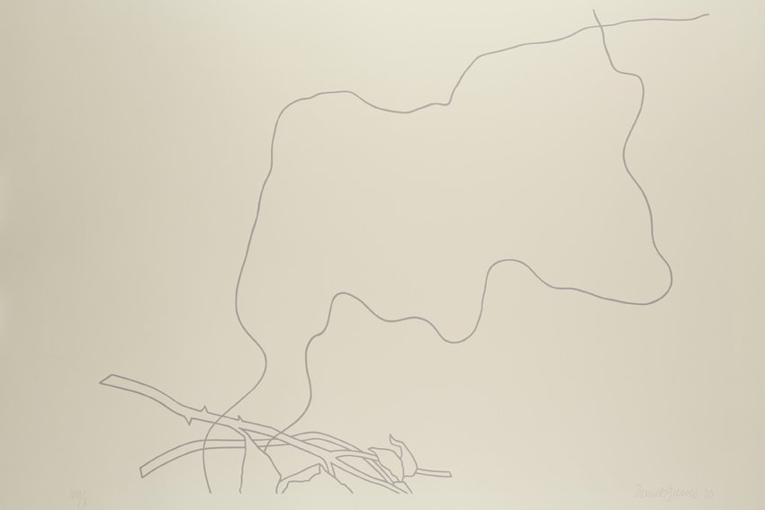 Derrick Greaves, Flowerpiece 8 (outline), 1970, Signed, dated and numbered
Screenprint, grey outline, Hollingworth cream wove. Each signed, dated and numbered, Sheet: 2ft 5 ¾ x 3ft 1 ¾ in. / 75.5 x 96 cm, Edition VIII/X