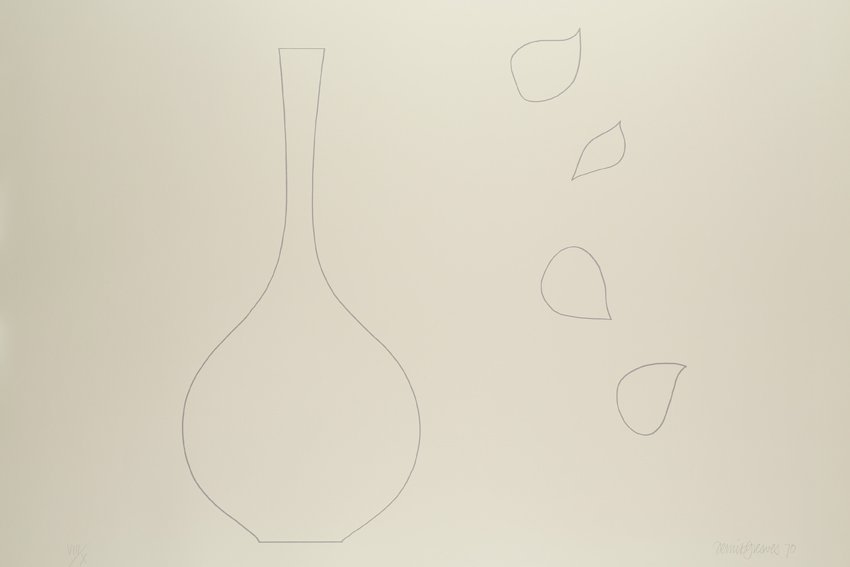 Derrick Greaves, Flowerpiece 10 (outline), 1970, Signed, dated and numbered, Screenprint, grey outline, Hollingworth cream wove. Each signed, dated and numbered, Sheet: 2ft 5 ¾ x 3ft 1 ¾ in. / 75.5 x 96 cm, Edition VIII/X