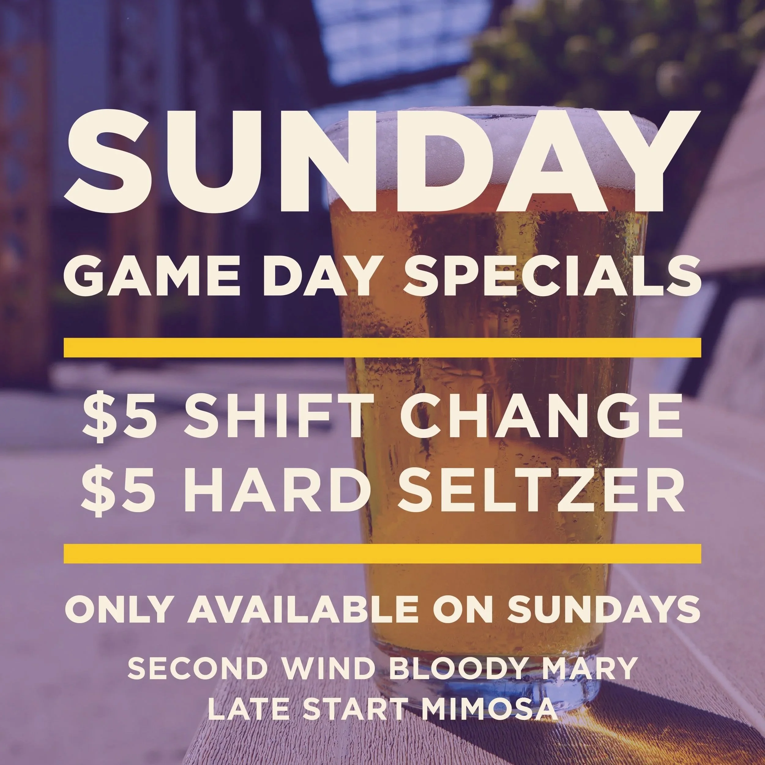SUNDAY GAME DAY SPECIALS