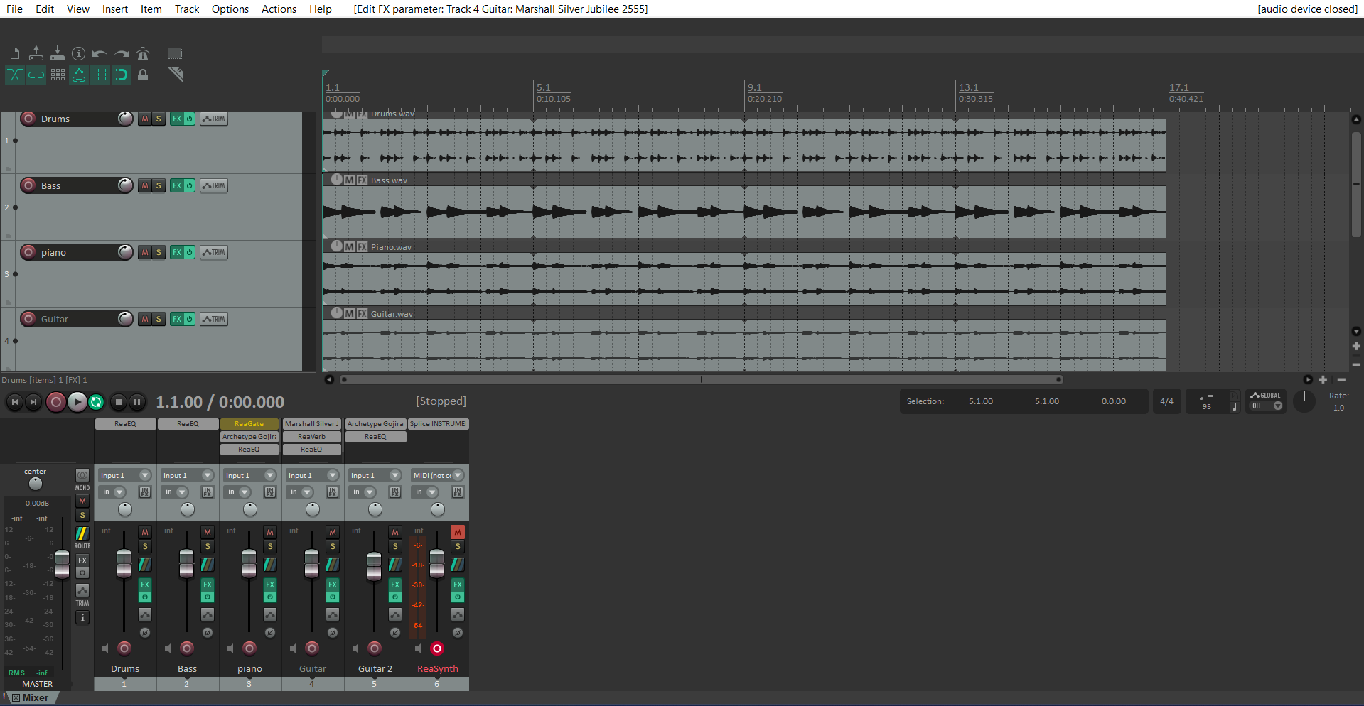 Reaper DAW Simple Layout