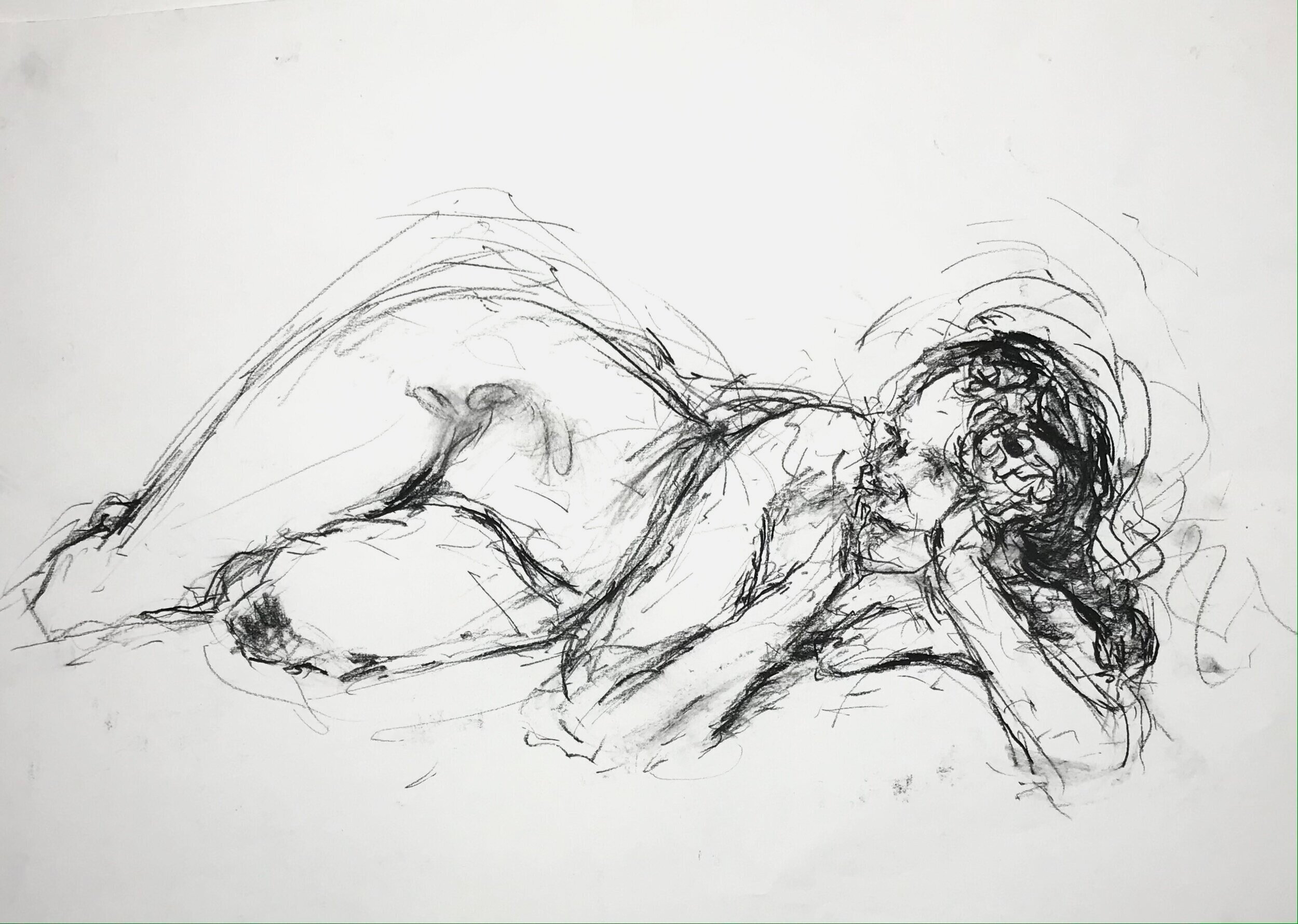 Frankie, lying- Charcoal pencil