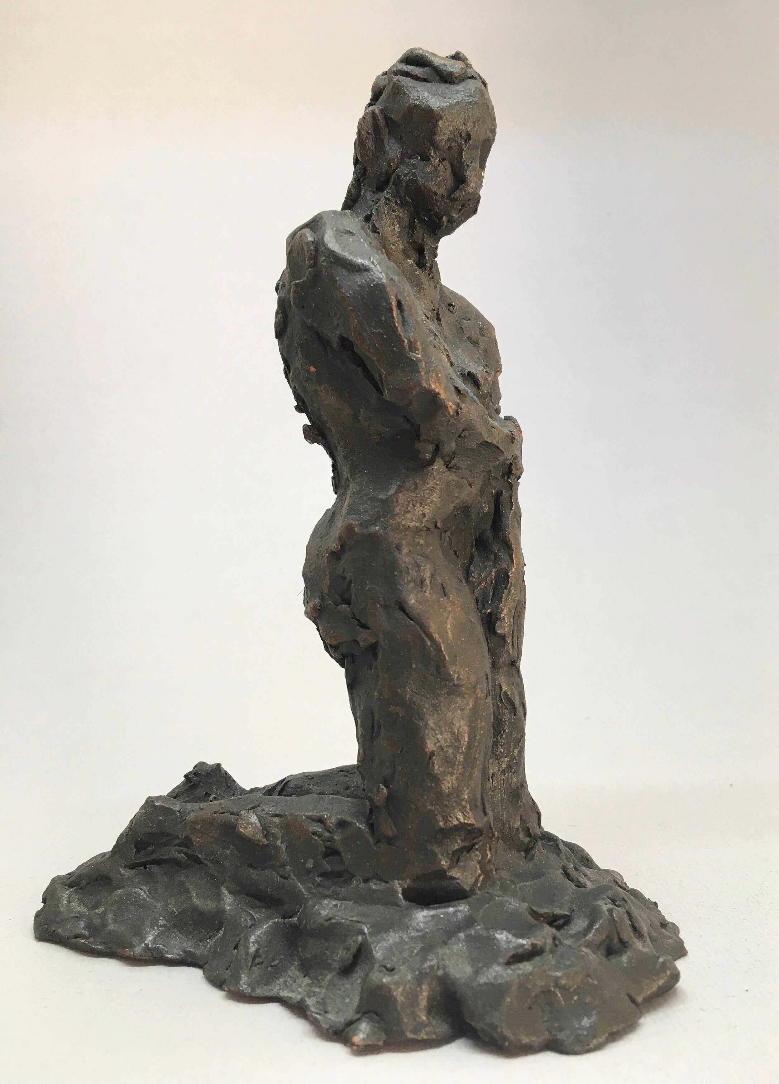 Kneeling figure - Bronzed, Terracotta. Height 160mm 