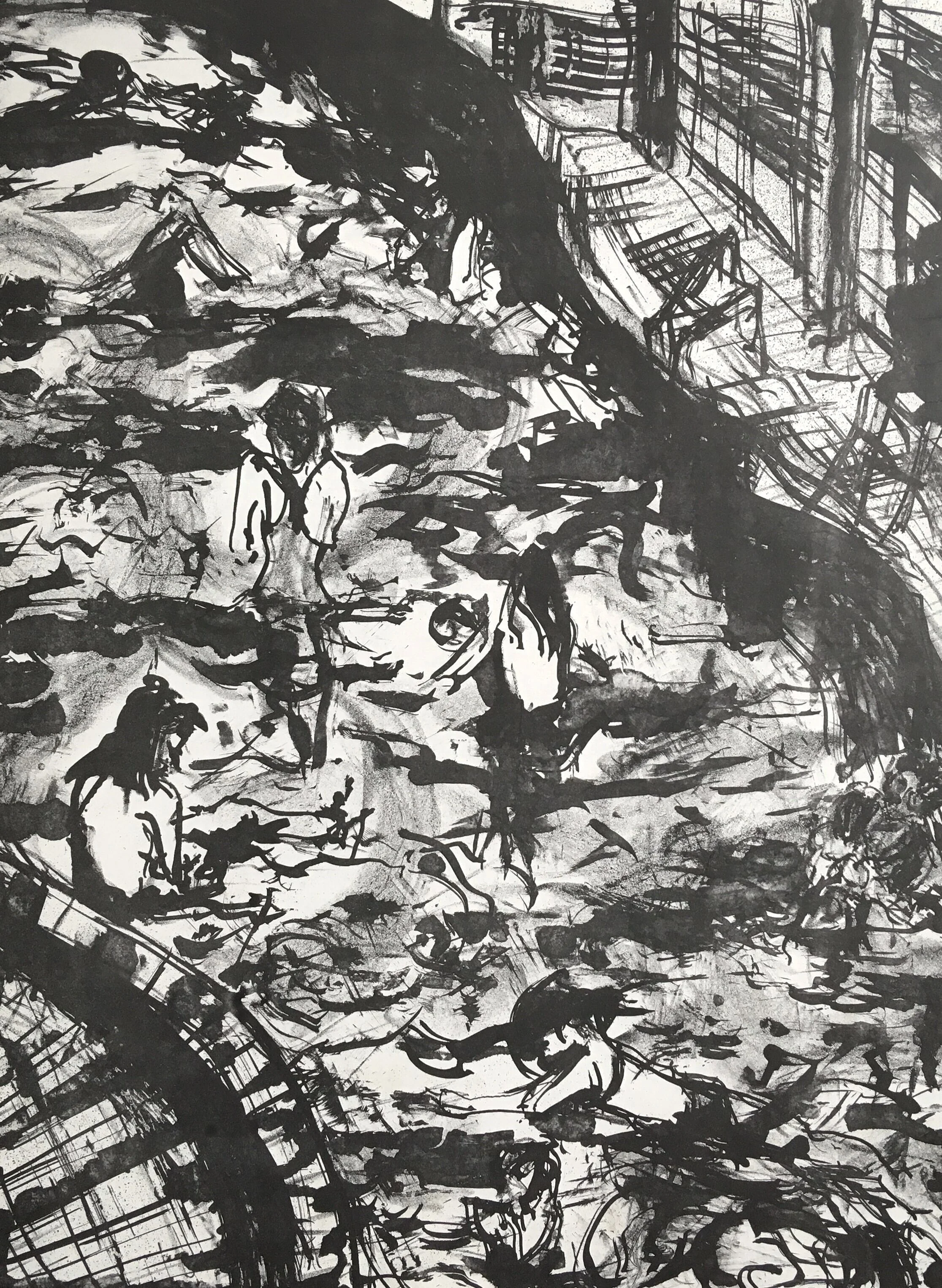 Swimming Pool - Lithograph. 380mm x 500mm