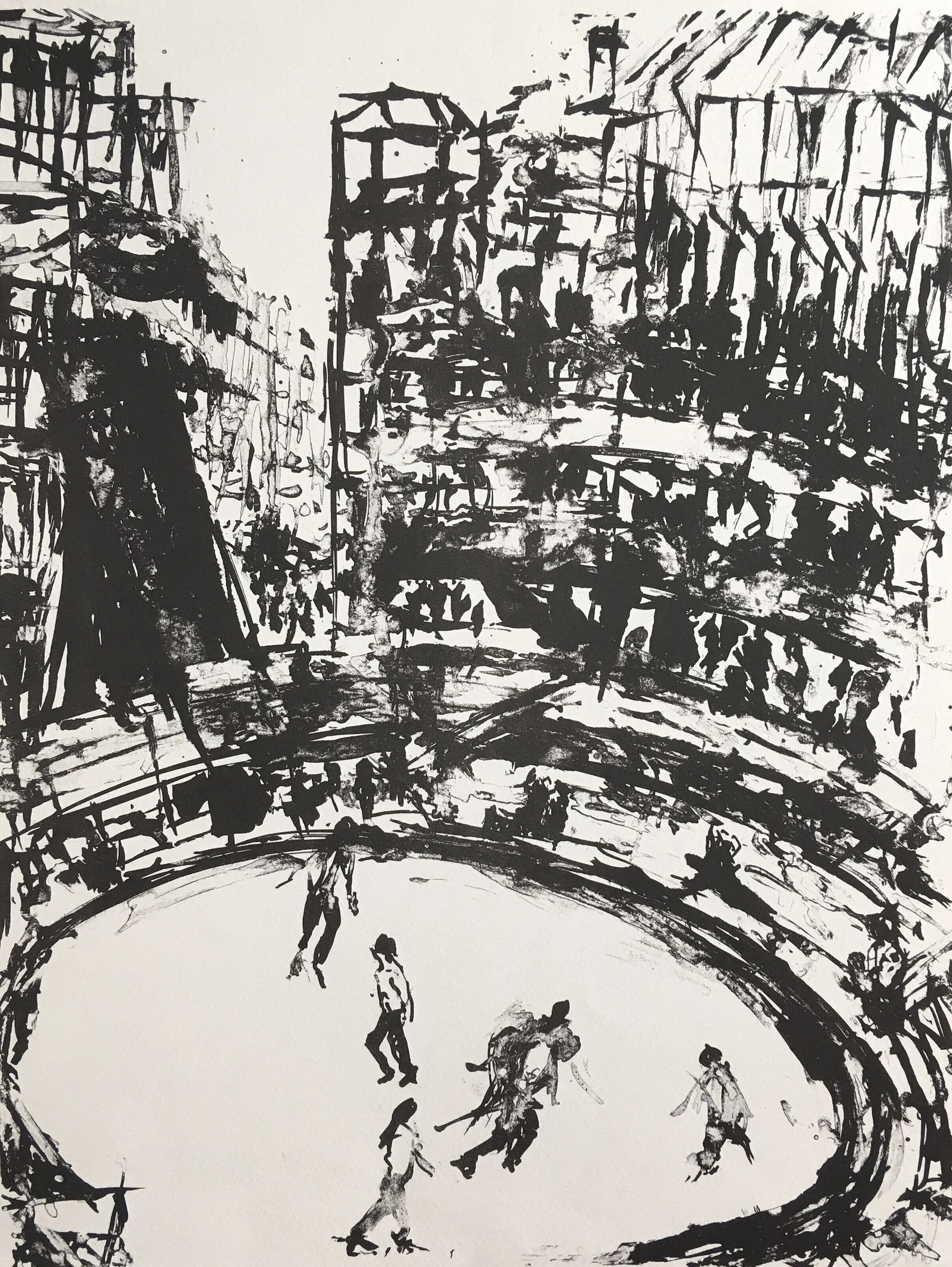 Skaters, Liverpool Street- Lithograph. 390mm x 500mm