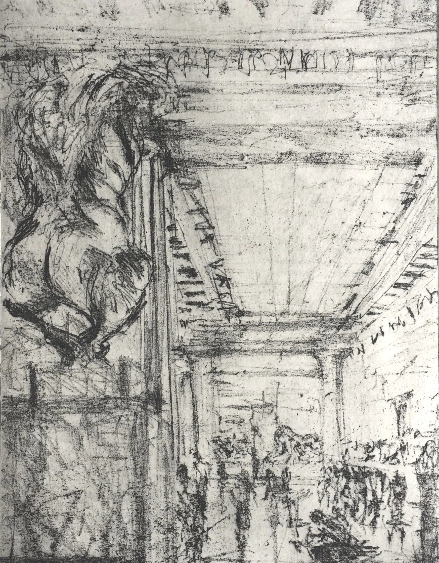 In the British Museum. Soft ground etching. 175mm 240mm