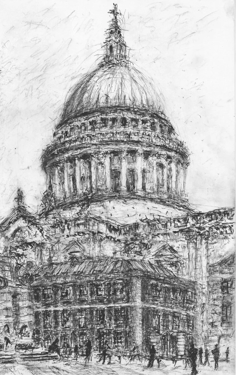 St Pauls Cathedral. Charcoal pencil on paper. 595mm x 416mm*