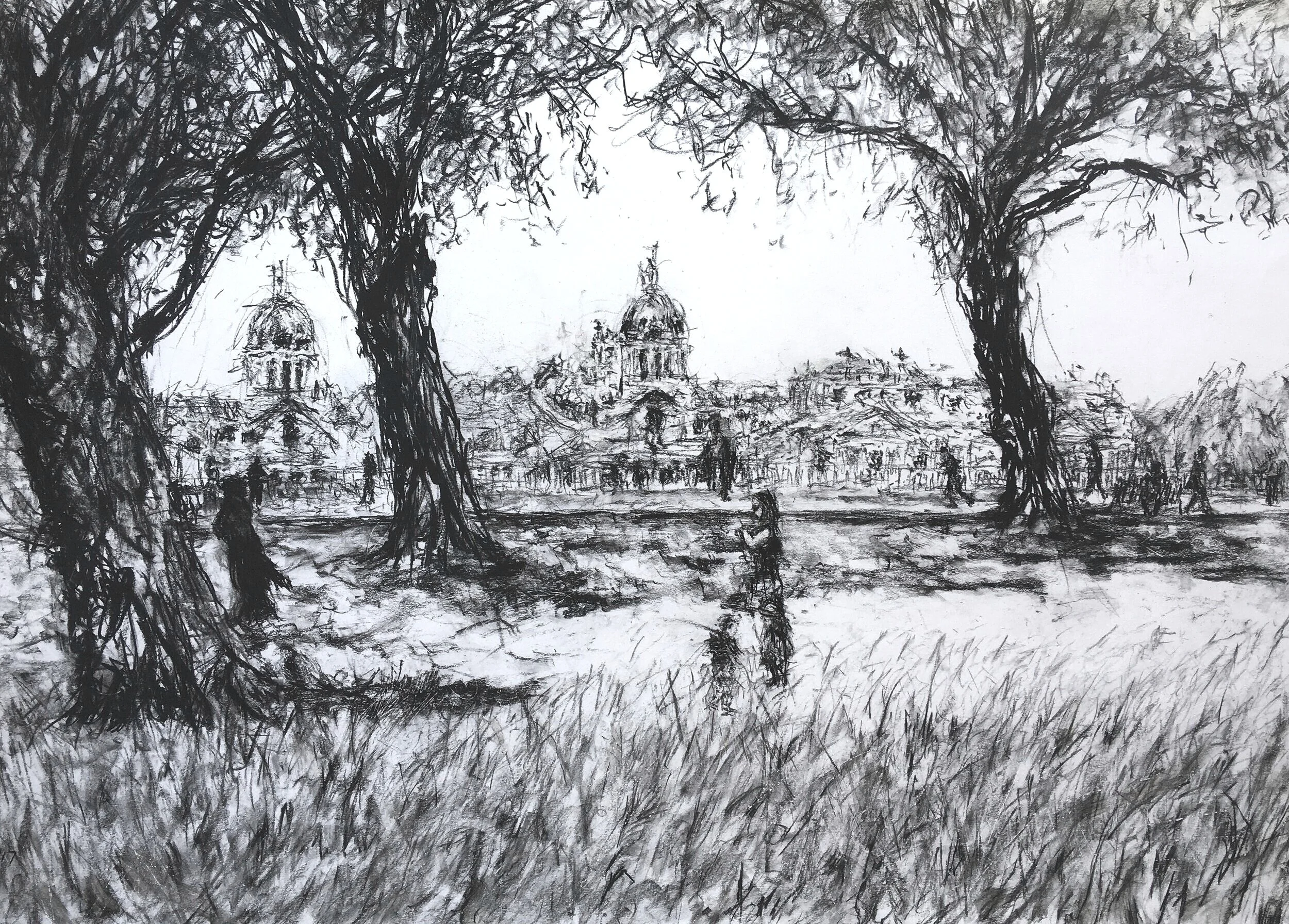 Island Gardens. Charcoal pencil on paper. 595mm x 420mm