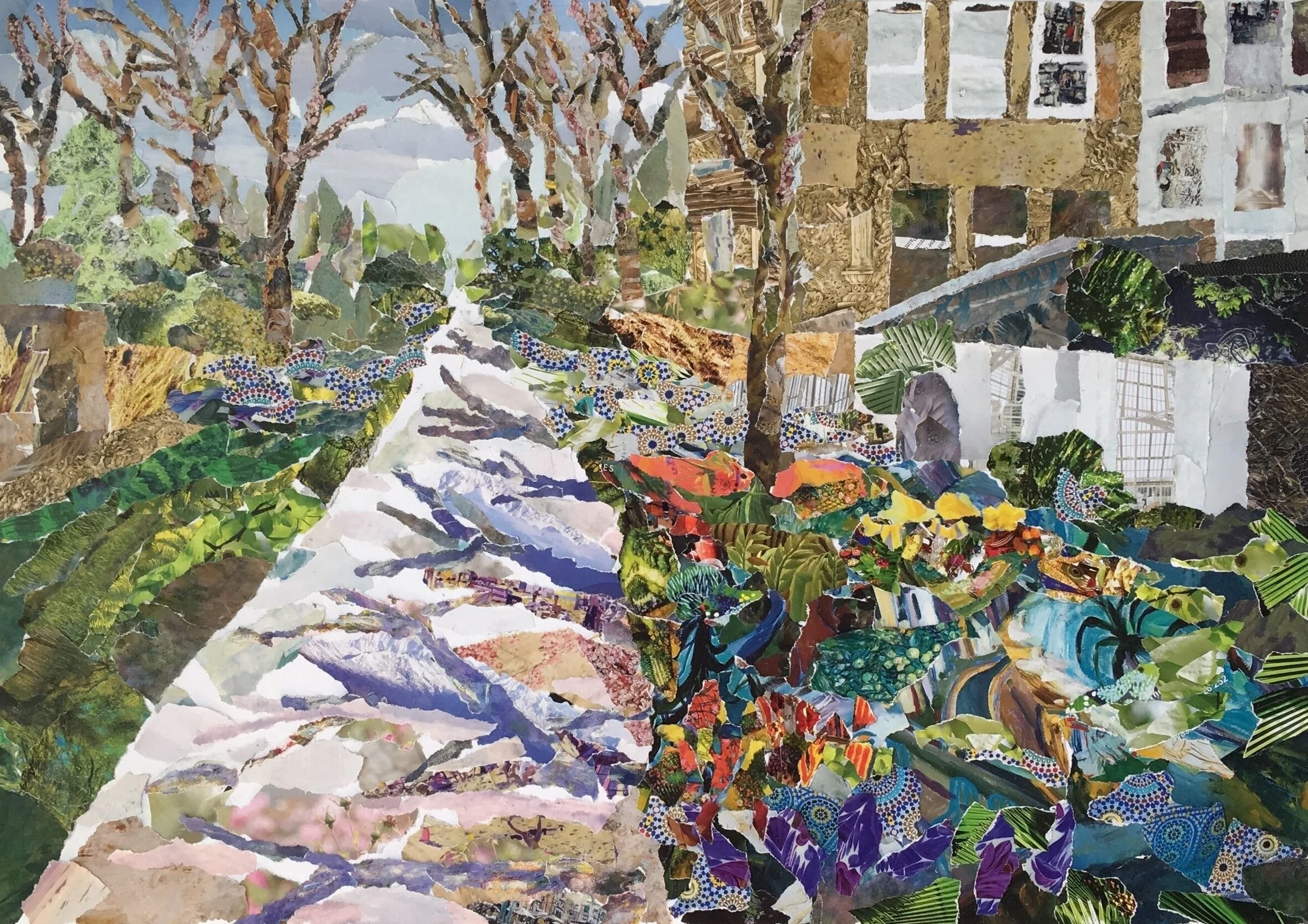 Angerstein Lane, Blackheath - Collage.  595mm x 420mm. Framed 745mm x 575mm