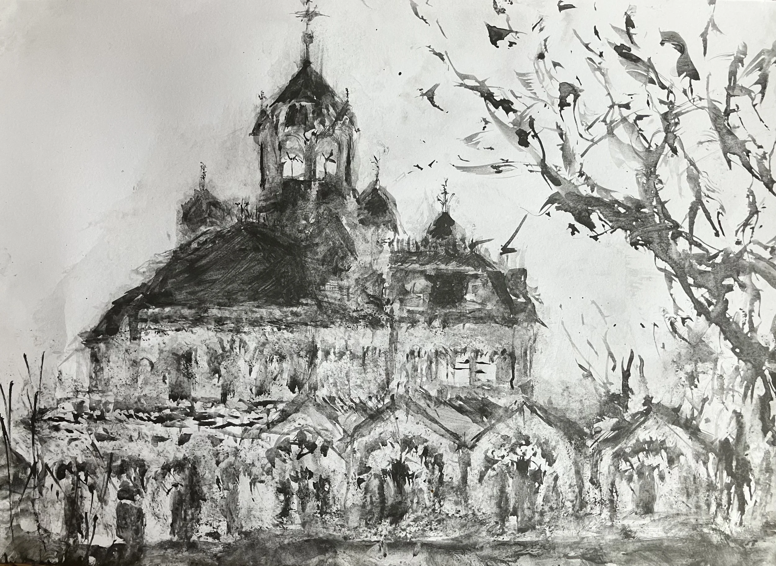 Abbey Mills Pumping Station.
Graphite drawing 420 x 295mm