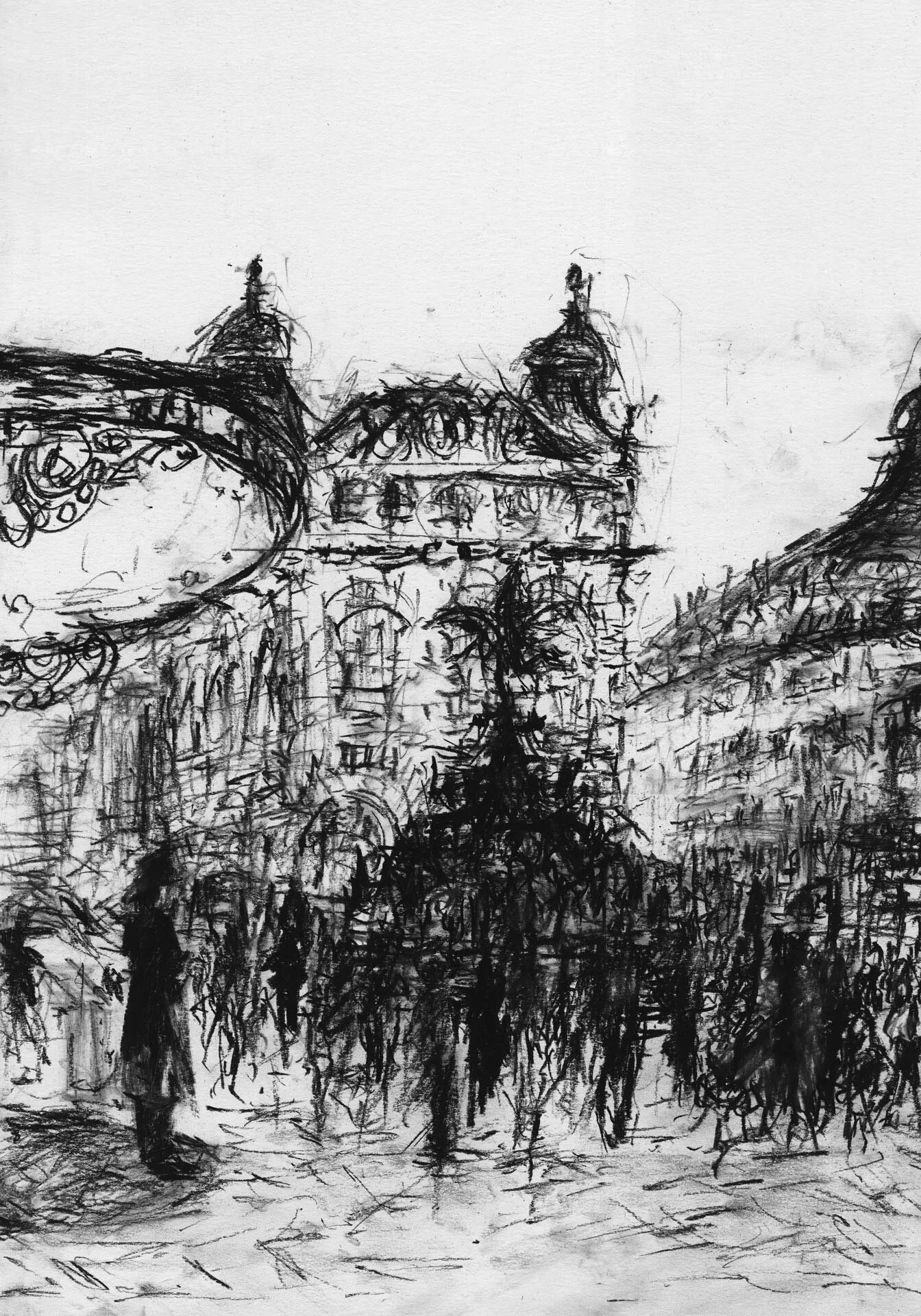 Twilight, Piccadilly Circus. Charcoal pencil on paper. 297mm x 335mm *