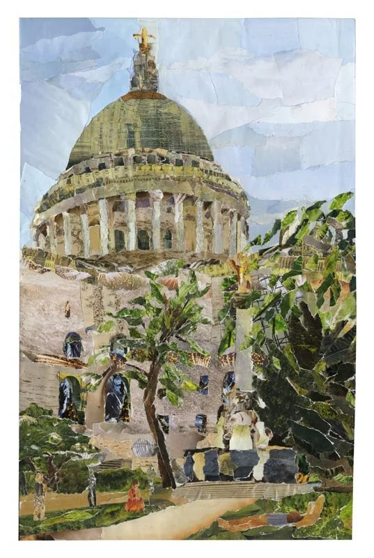 St Paul's Churchyard, Summer - Collage. 340mm x 500mm