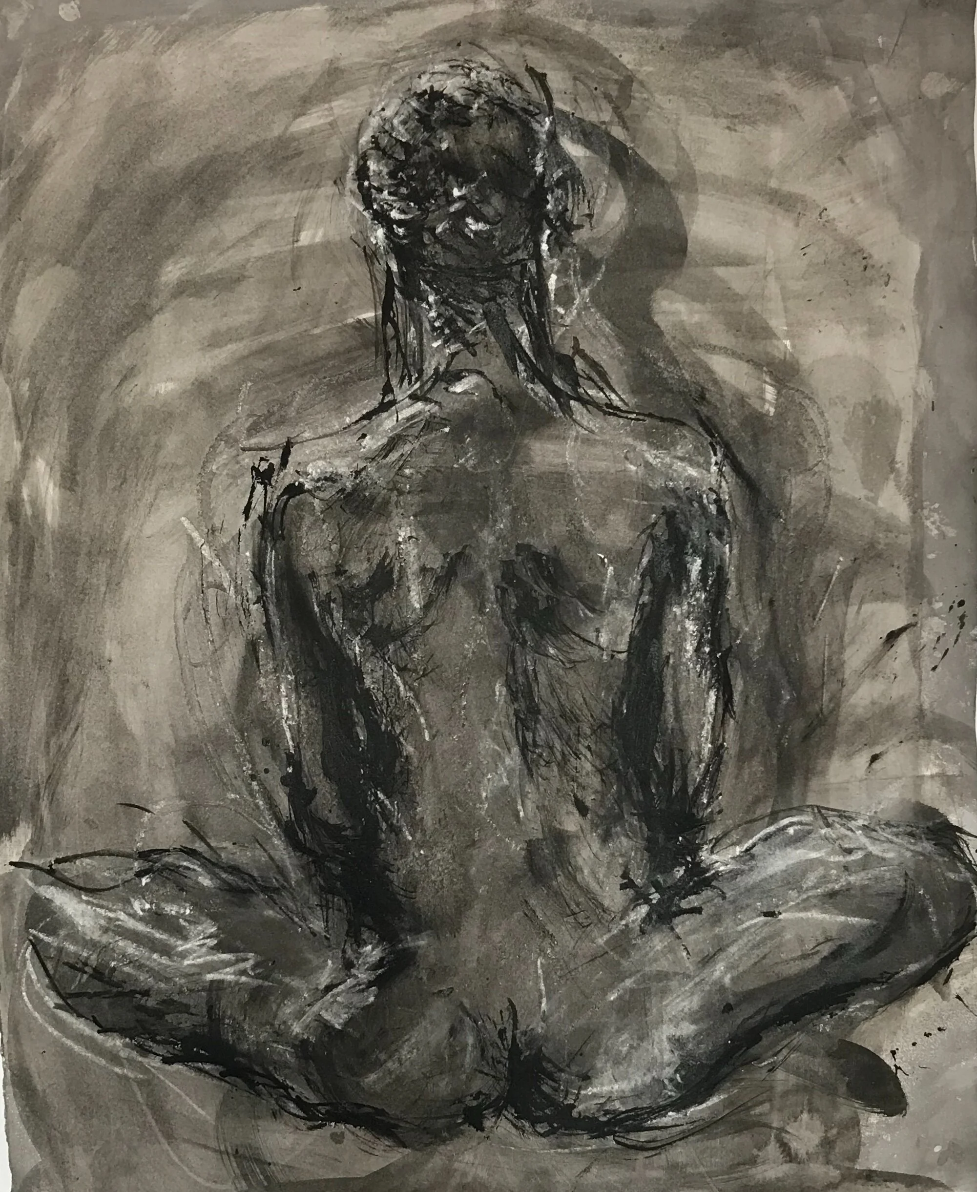 Back view- Indian Ink and chalk