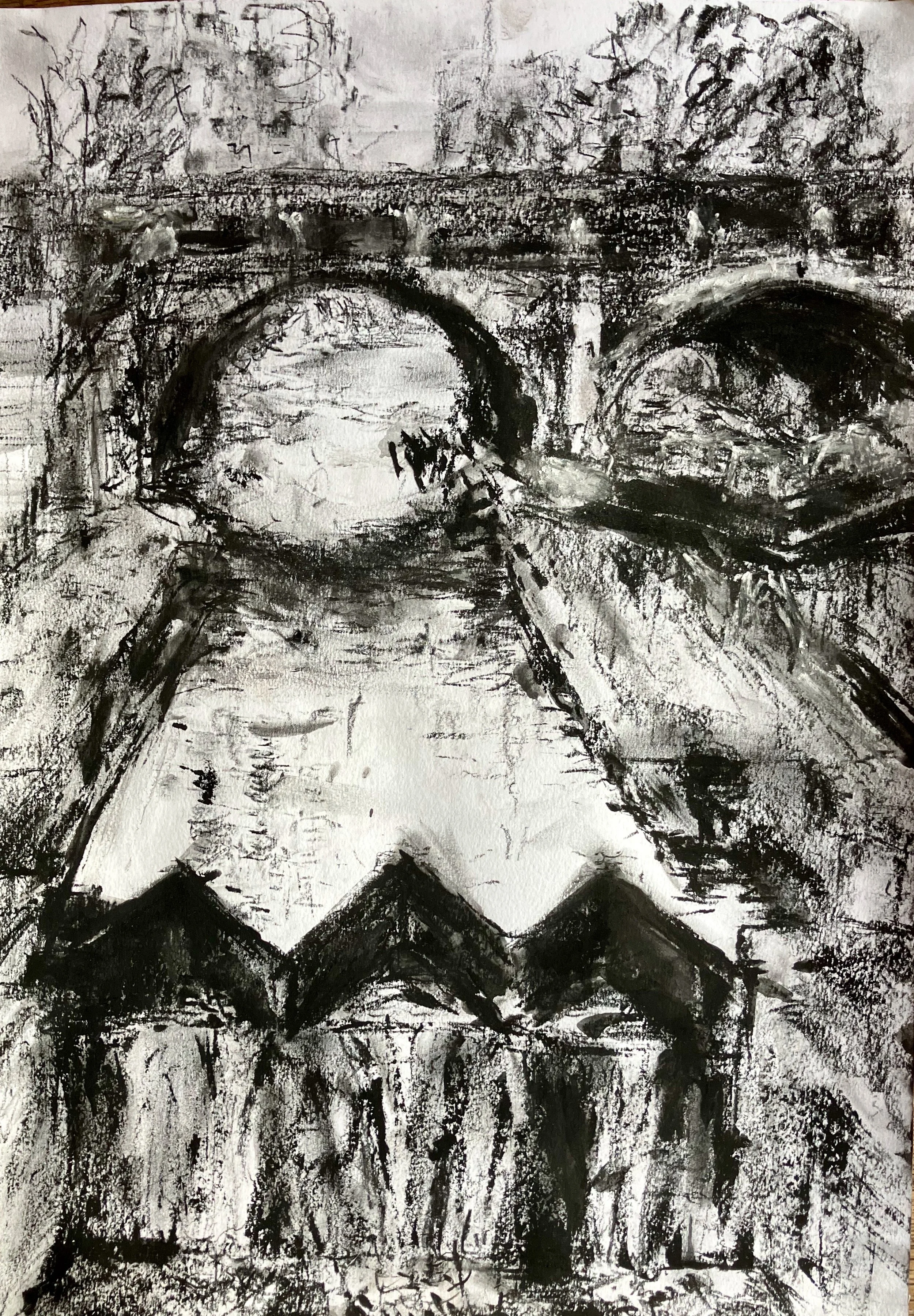 Regents Canal, Limehouse.
Carbon/ graphite drawing 295 x 420mm