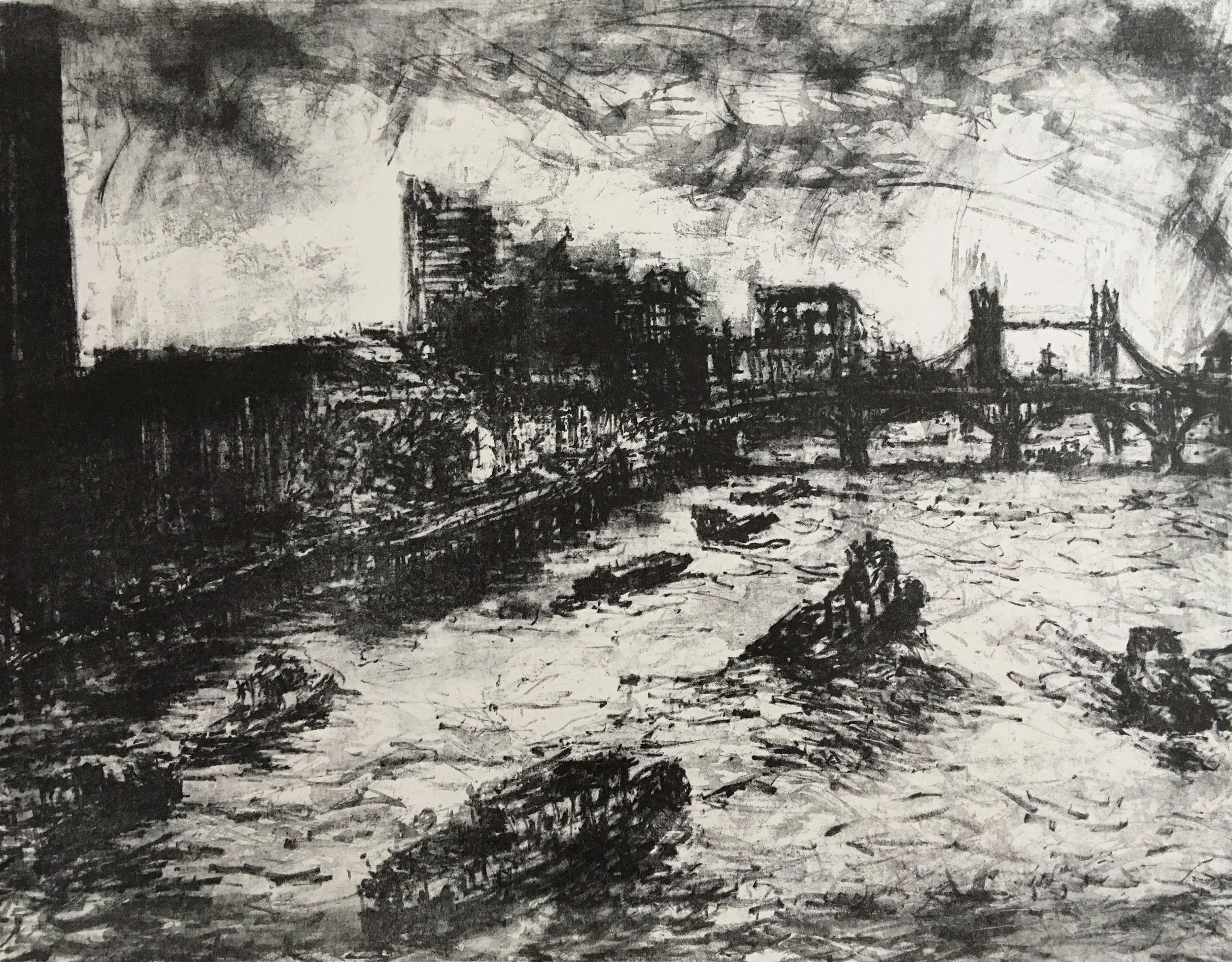 The Pool of London.
Lithograph 550 x420mm