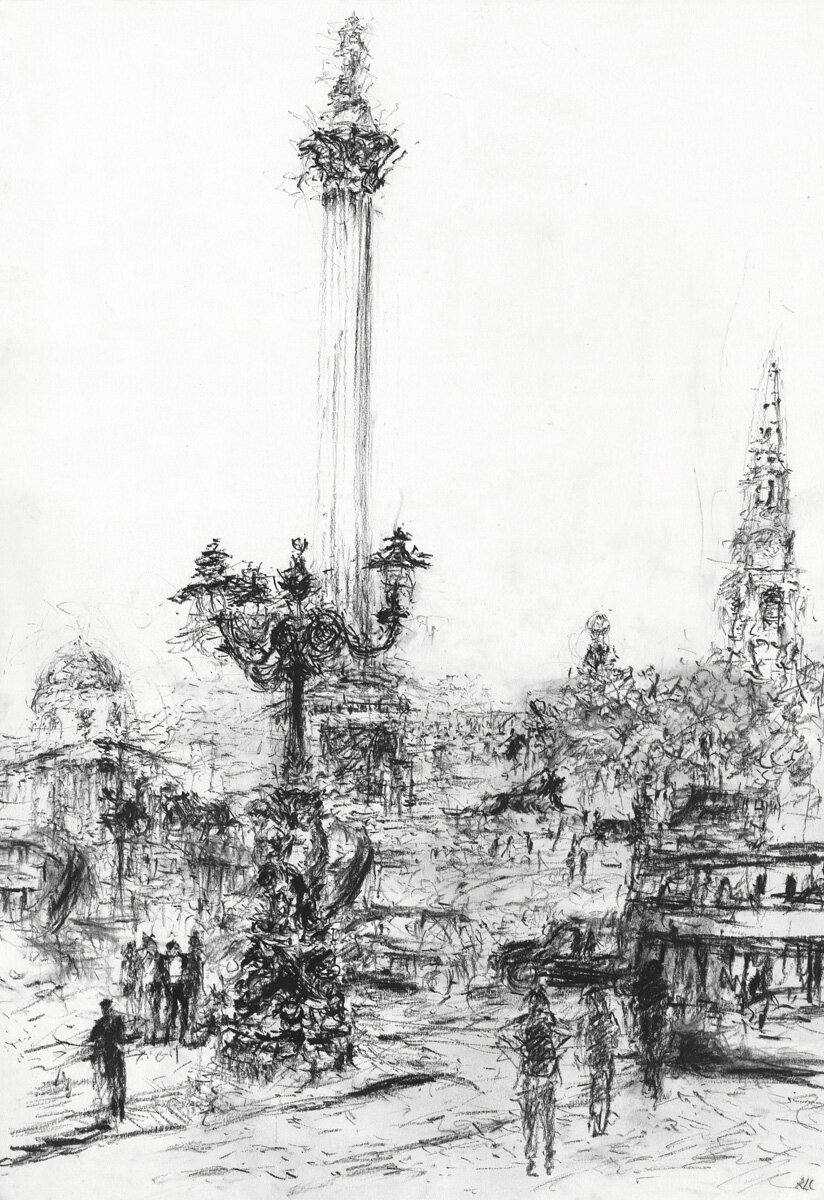 Trafalgar Square. Charcoal pencil on paper. 420mm x 595mm*