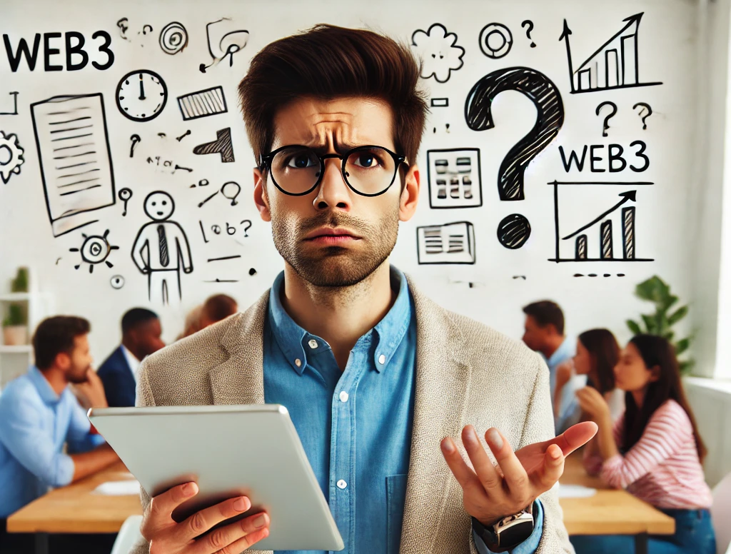 Confused person trying to learn about Web3