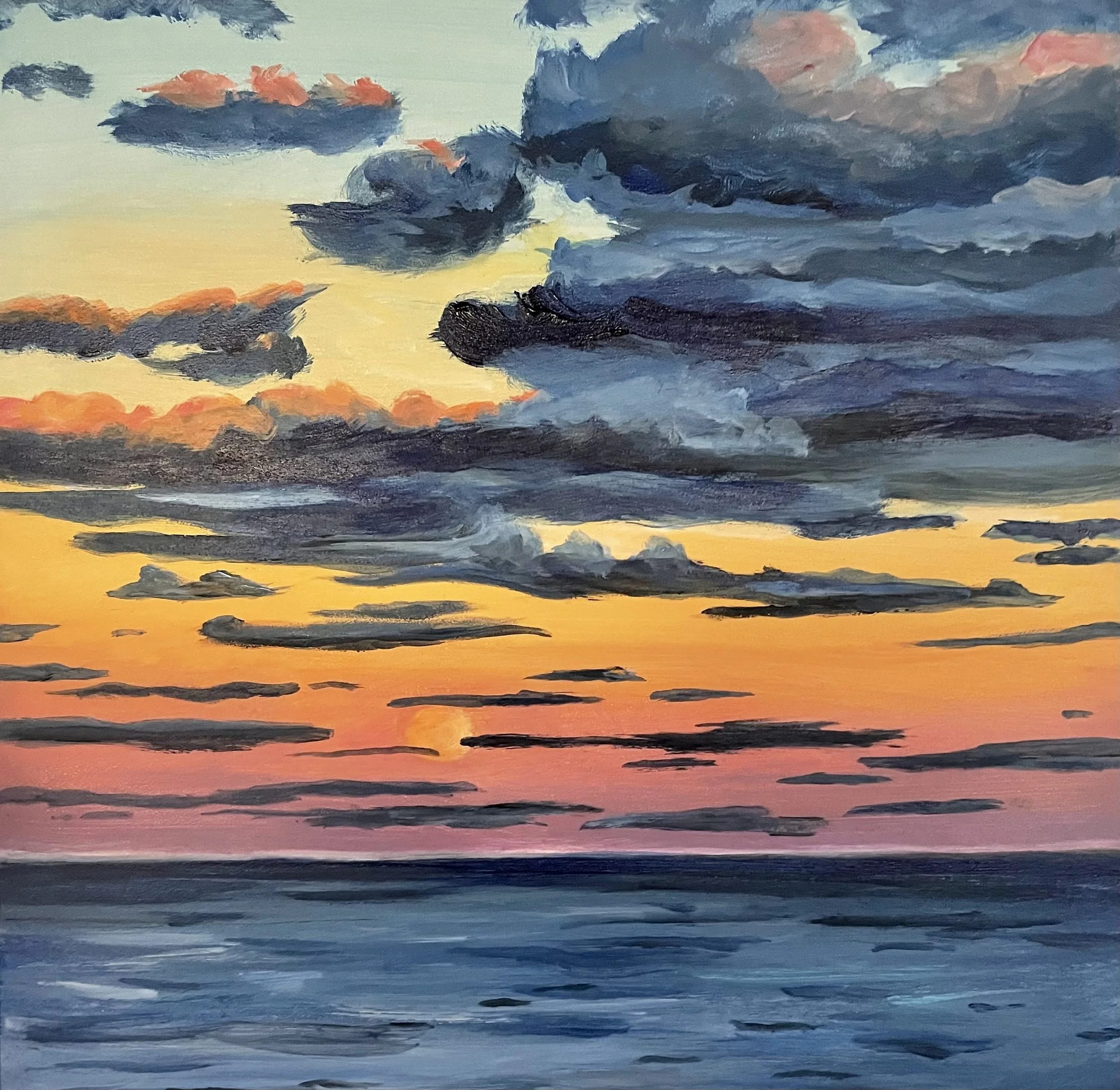 OCTOBER RISING, Acrylics on gesso board, 8" x 8", 2022