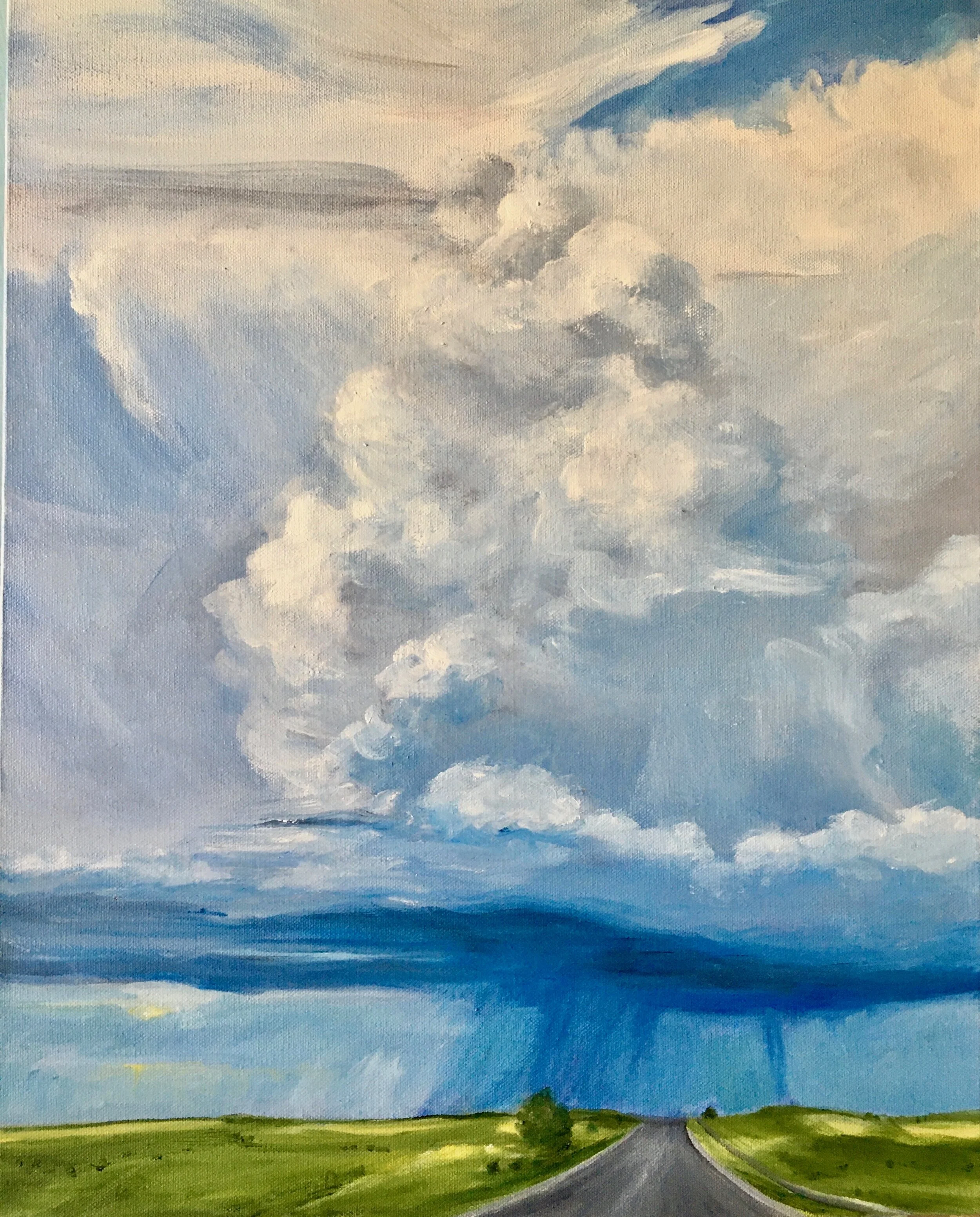 SUMMER THUNDER, 20” x 16”, oils on canvas, 2020, $475
