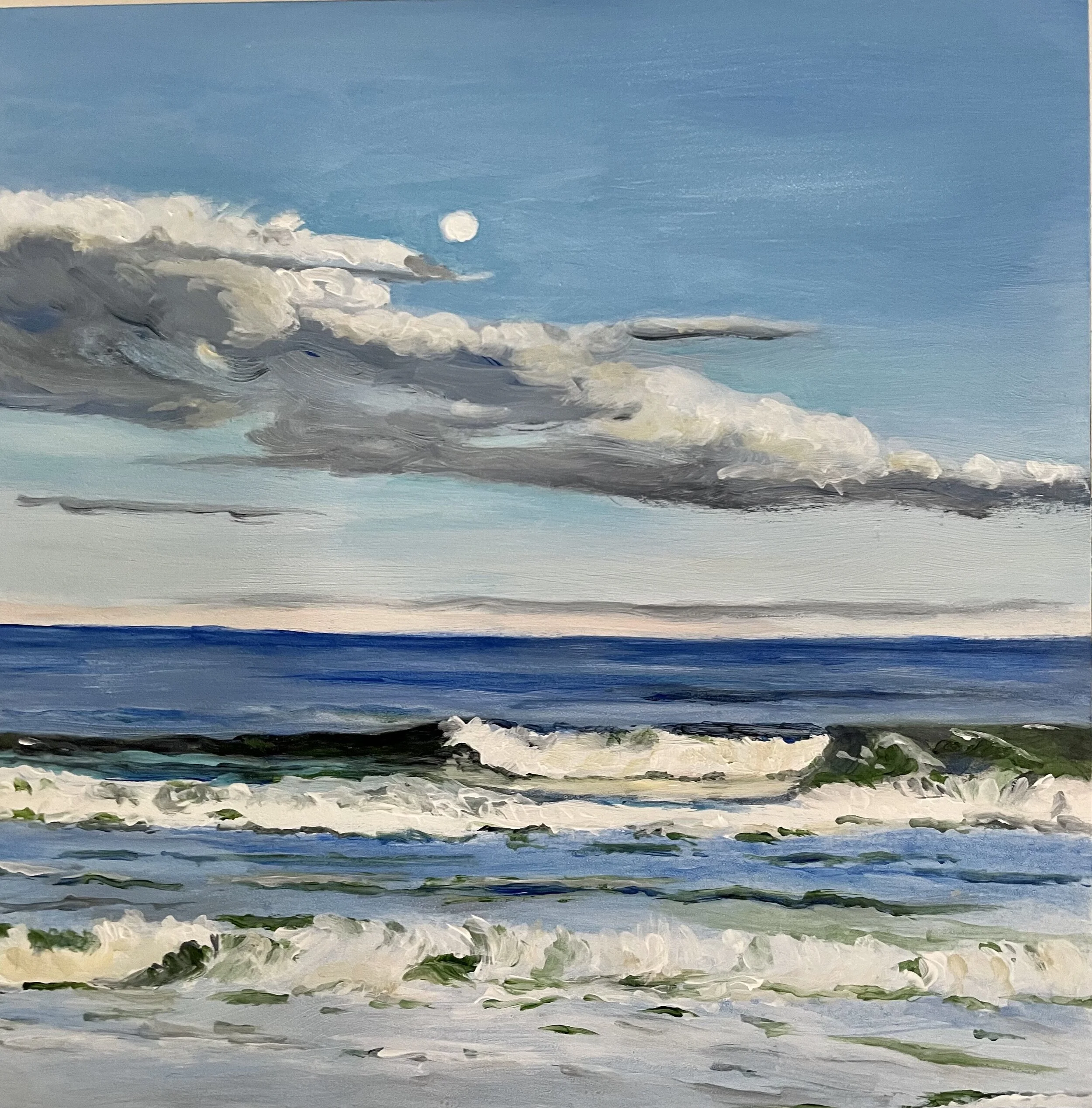 OCEAN MAGIC, 2021, 8” x 8”, Acrylics on gessoboard, $180.