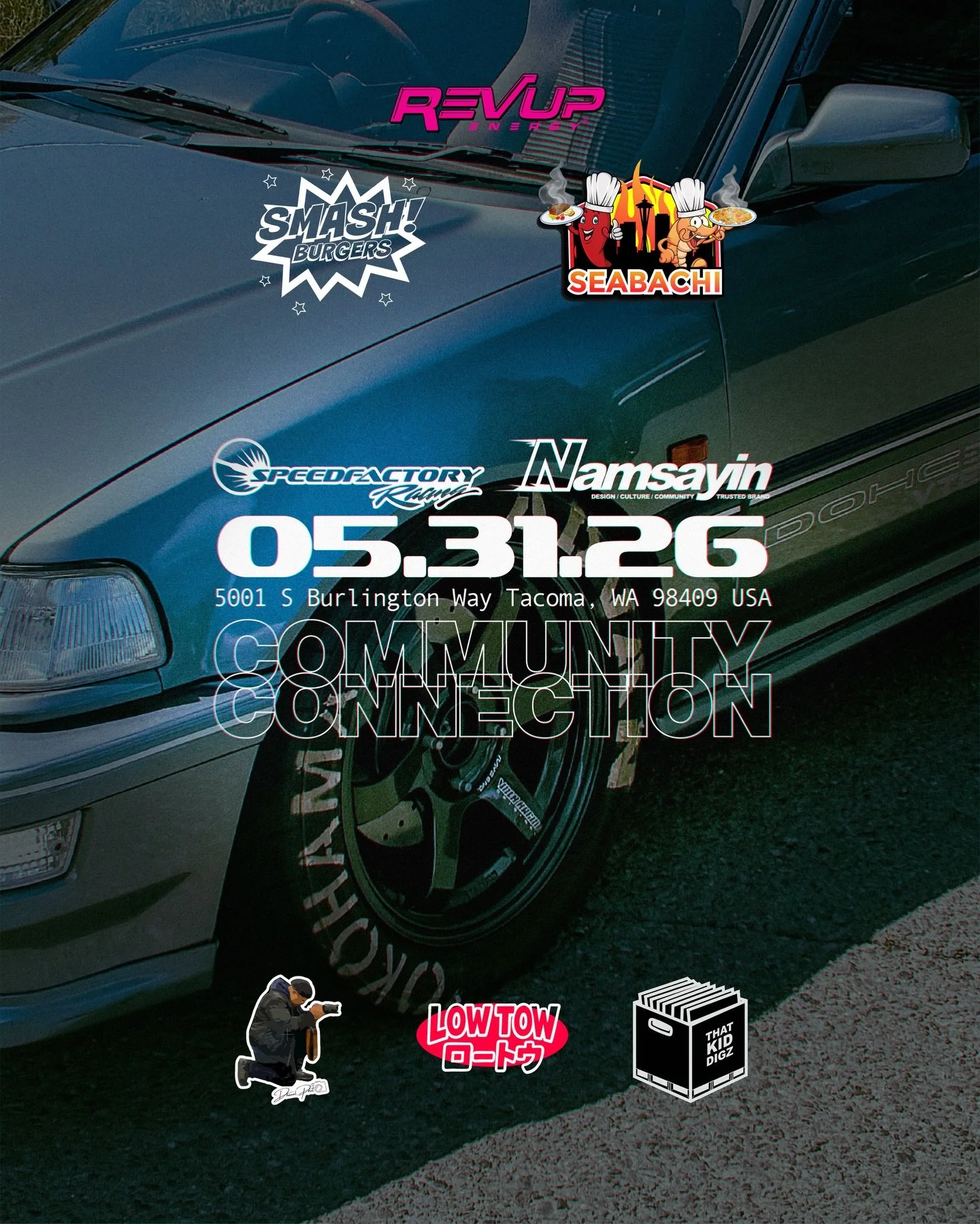 @speedfactoryracing x @namsayin - Community Connection
.
Sunday, May 31st - 10am to 2pm. 
.
We are less than a week away and we&rsquo;re counting down the days to our first collaborative event for the year!  If you weren&rsquo;t there last year, you&