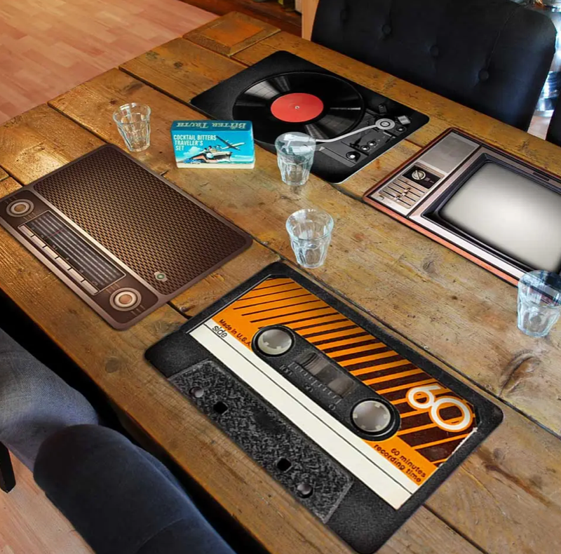 retro cassete placemats gifts