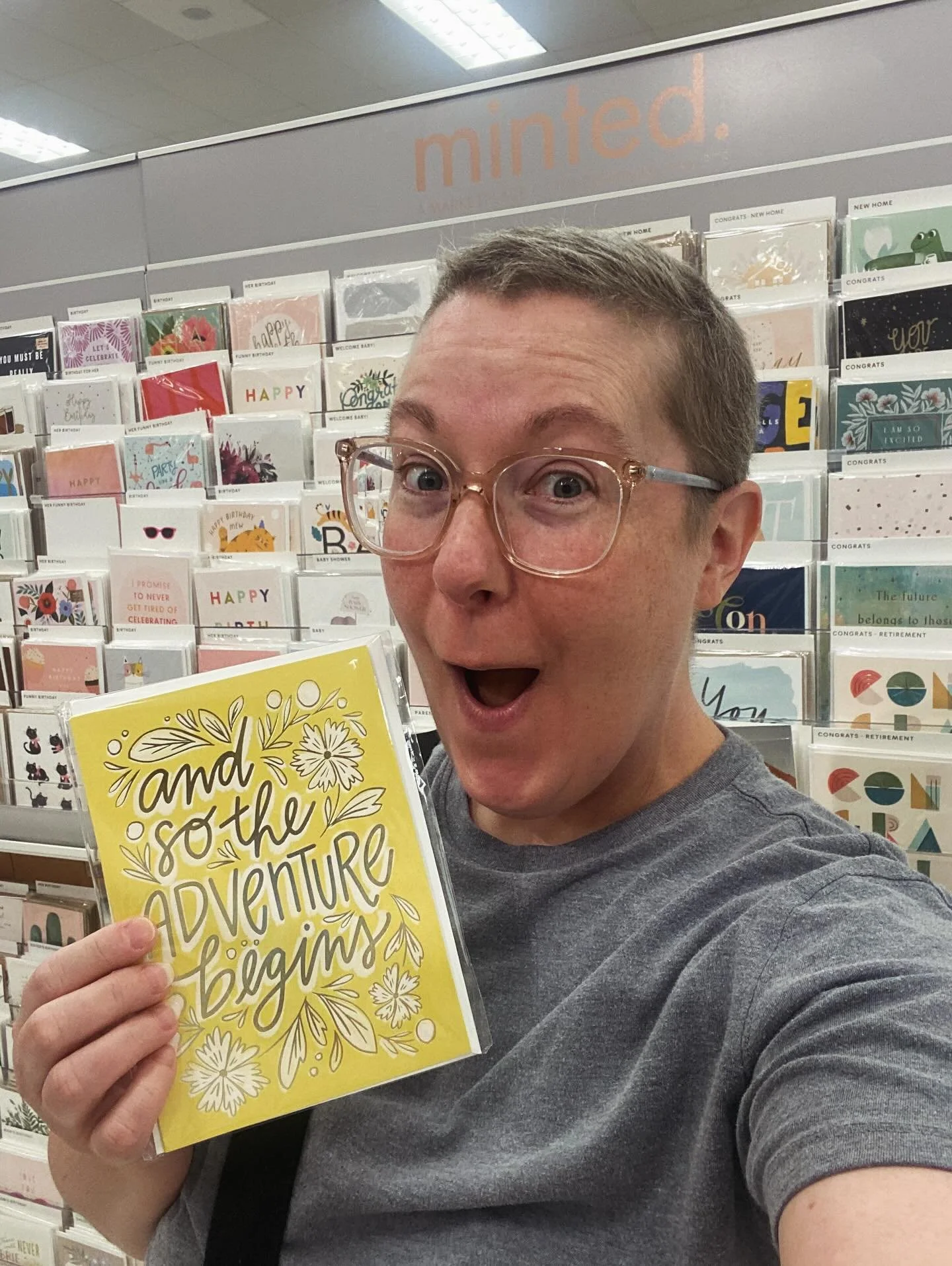 Dream come true moment today - found (and purchased) a greeting card I designed, at a local target!!!! You guys, TARGET!! Like whaaaaaaat?!
.
It actually launched about a year ago or so, but was only in a small select batch of targets around the coun