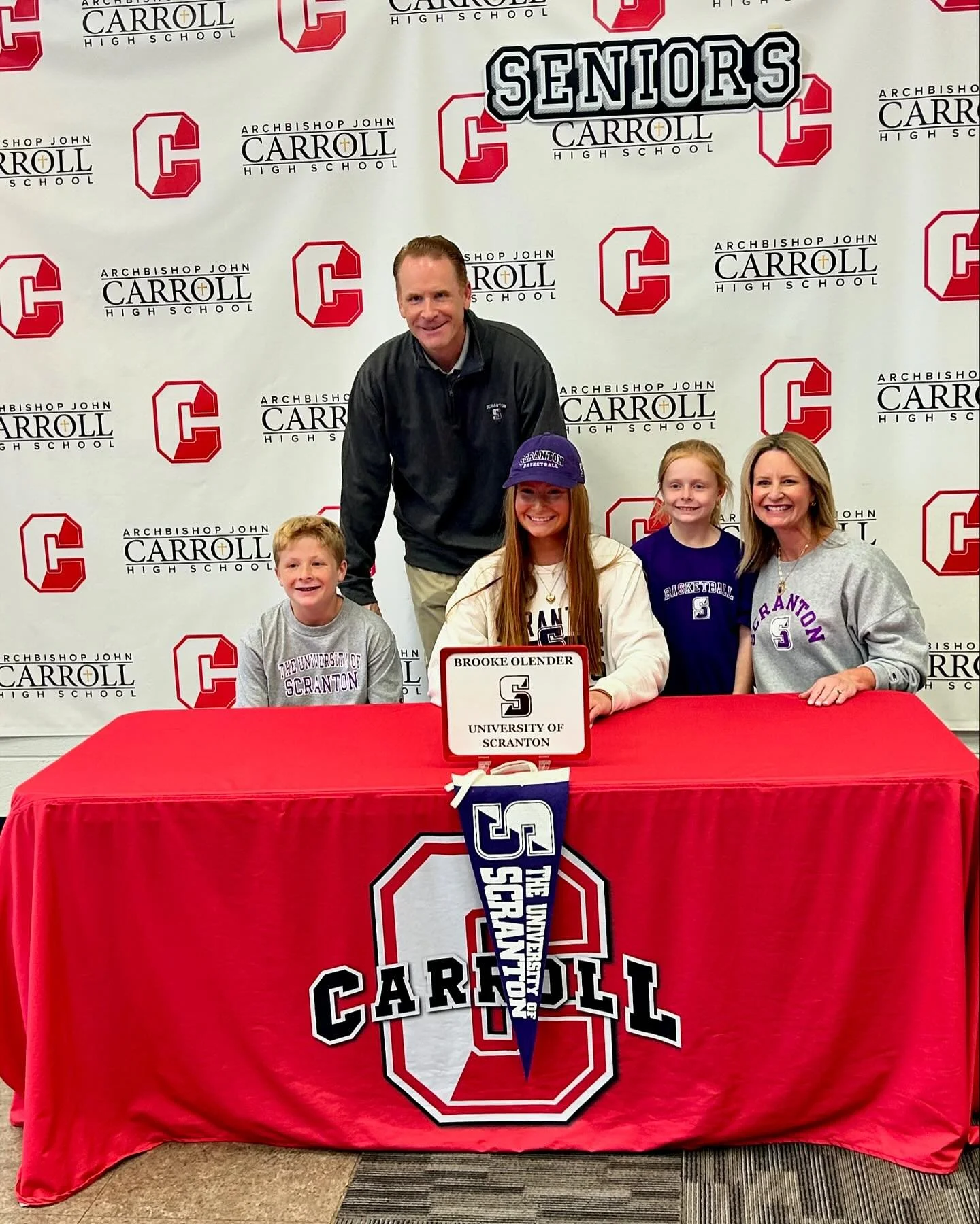 Signing Day! 🏀💜🤍 Congratulations @brookeolender_ on offically becoming a Scranton University Lady Royal!  Love you lots and so proud of all of your hard work on the court, and in the classroom! 🥰 Thankful for all of your coaches, teachers, family
