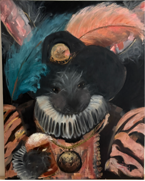 The Plumed Pint, Oil on linen, 20 x 16 in. 2025