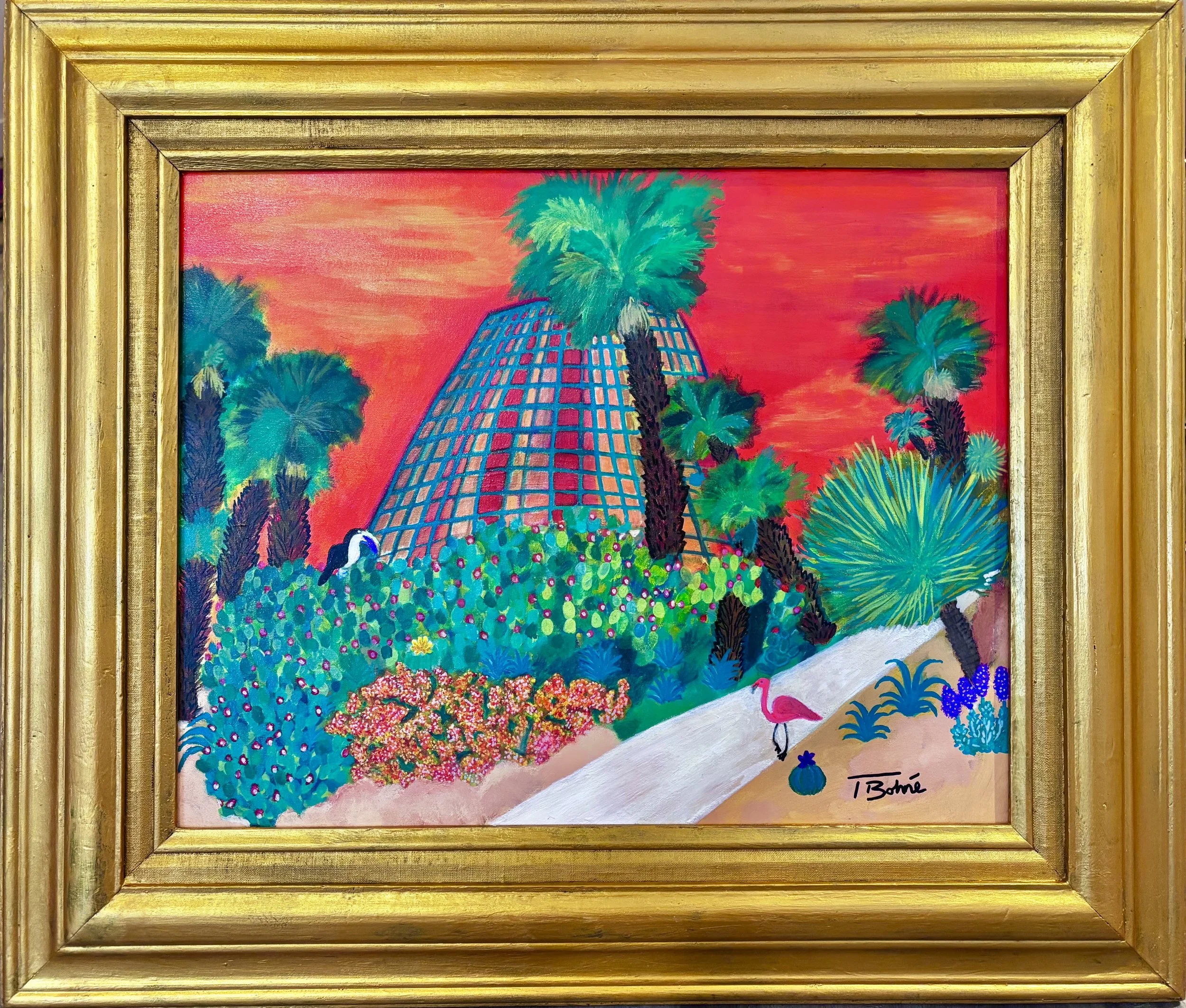 Fluorescent Flamingo at The Botanical Gardens, Acrylic on canvas, 16 x 20 in. 2025