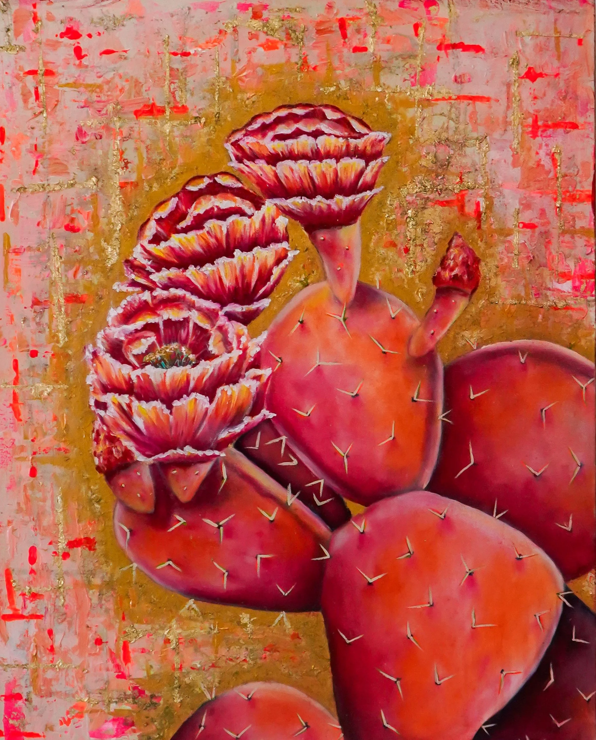 September, Acrylic and gold leaf on canvas, 30 x 24 in. 2025. SOLD