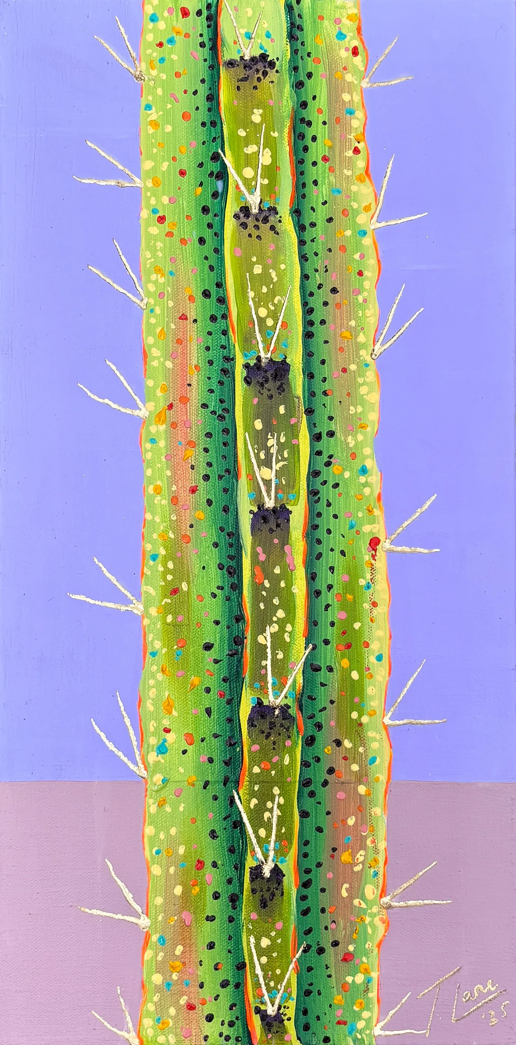 Speckled One, Acrylic and gold leaf on canvas, 20 x 10 in. 2025