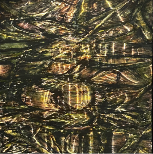 Untitled, Oil on aluminum with resin, 30 x 30 in.