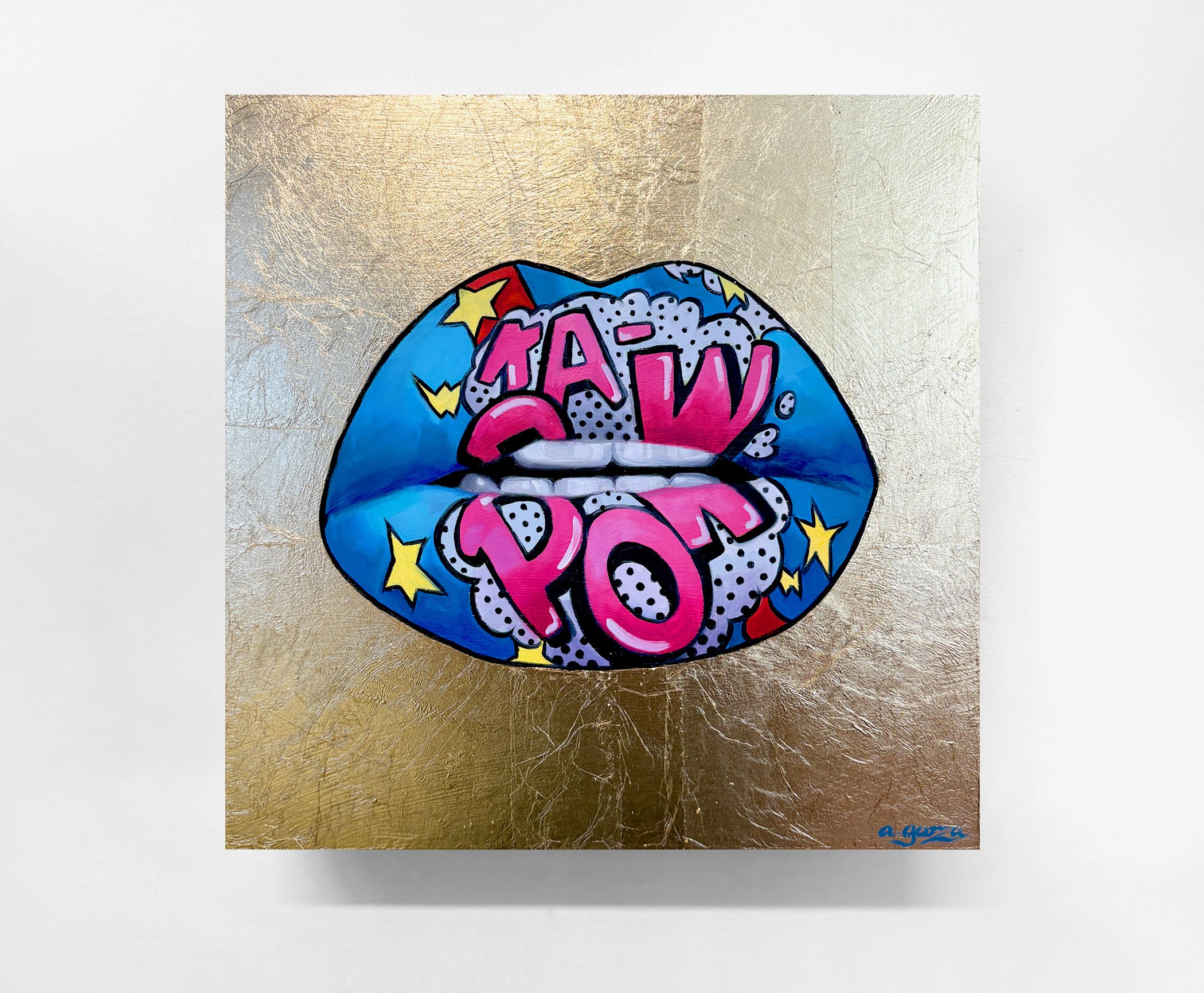 Supergirl, Oil and gold leaf on panel, 12 x 12 in. 2025