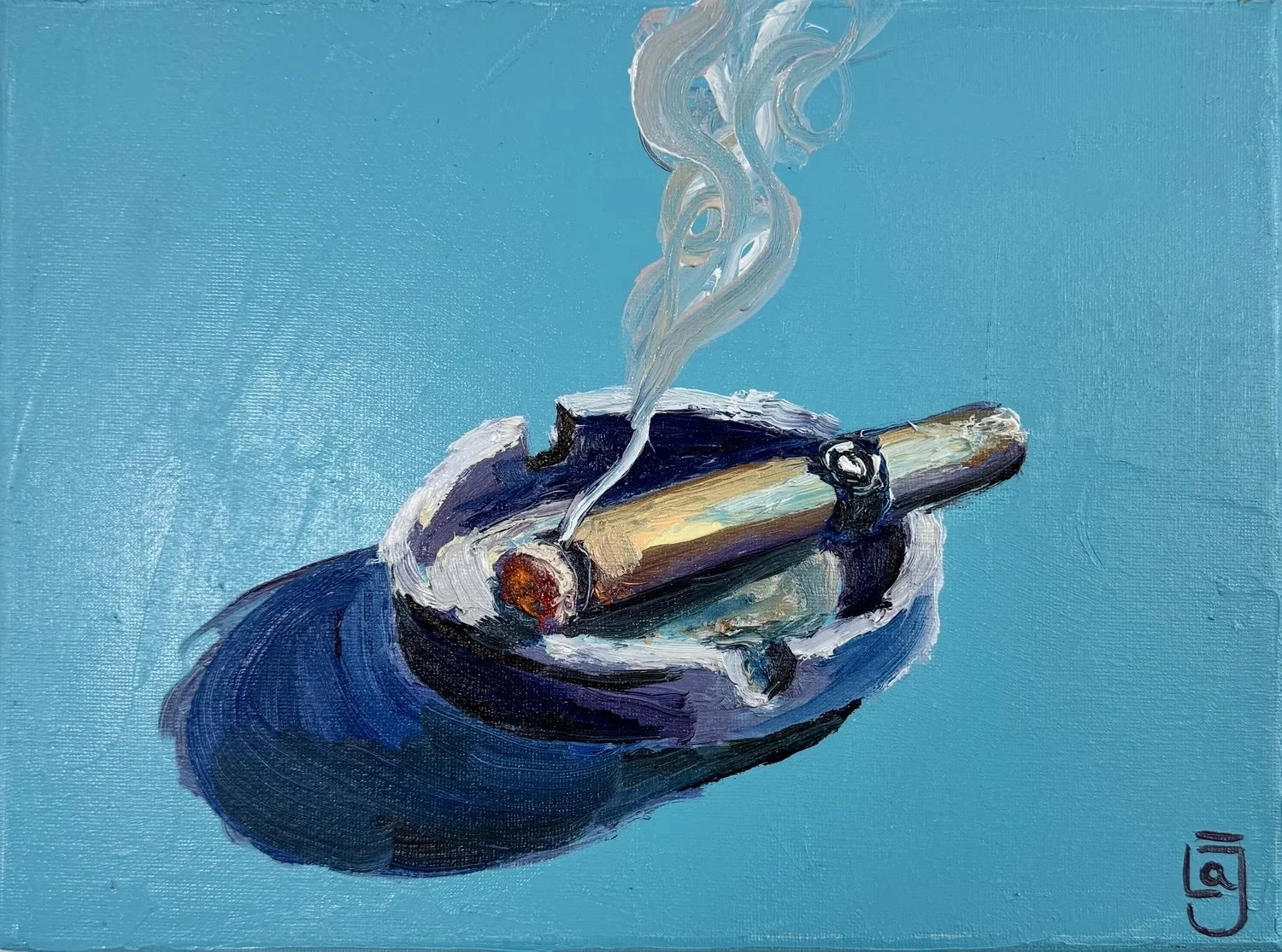 Down Time, Oil and acrylic ink on canvas, 10 x 13 in. 2025