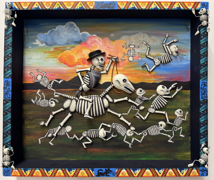 El Jinete, Earth Clay Acrylic Shadow Box, 44 x 6 x 52 in. 2025