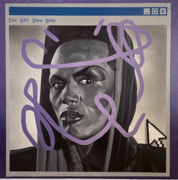 James Supa, GRACE, Acrylic and screen print on wood panel, 12 x 12 in. 2020, Private Collection