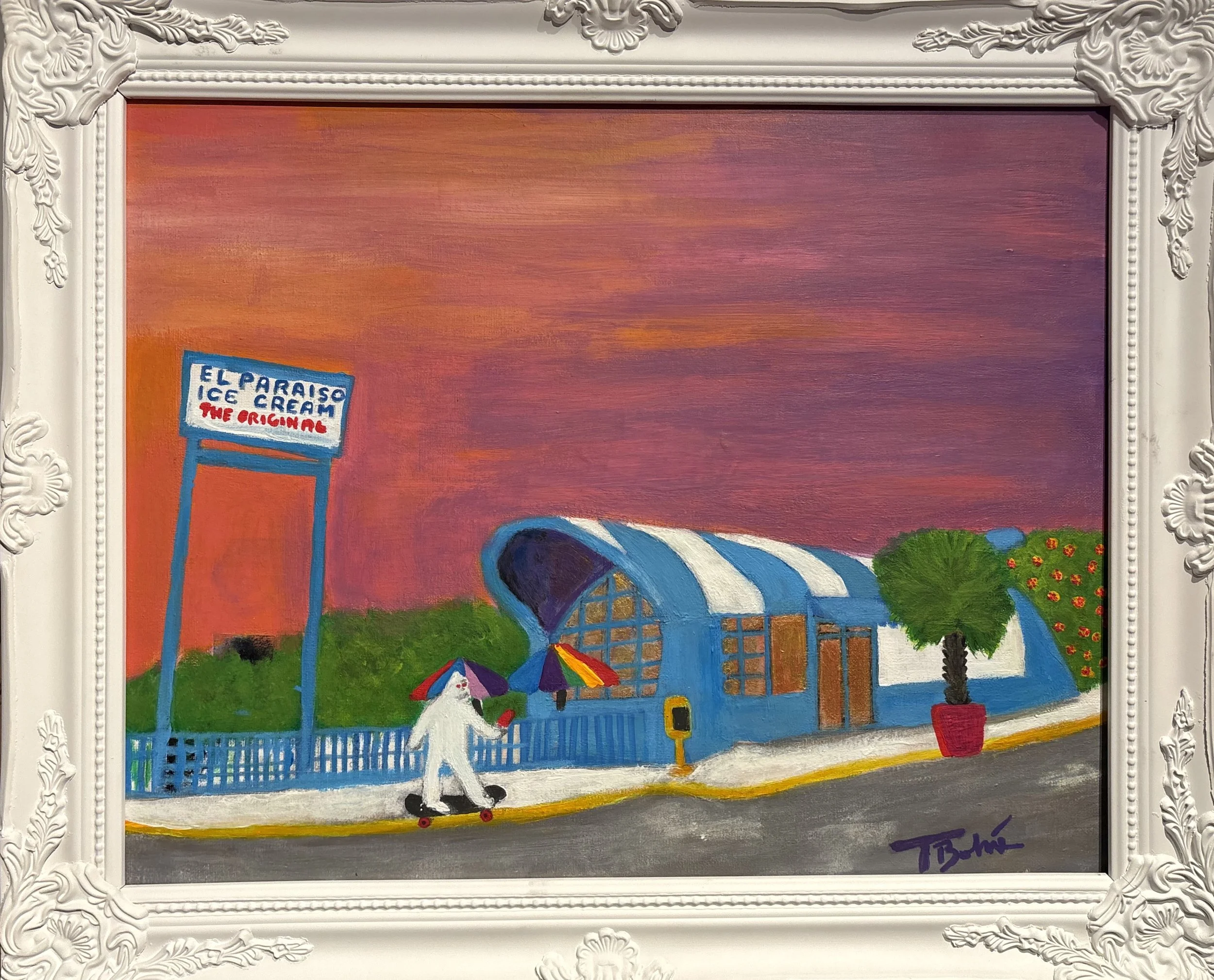 The Abominable Snowman at El Paraiso, Acrylic on canvas, 16 x 20 in. 2025